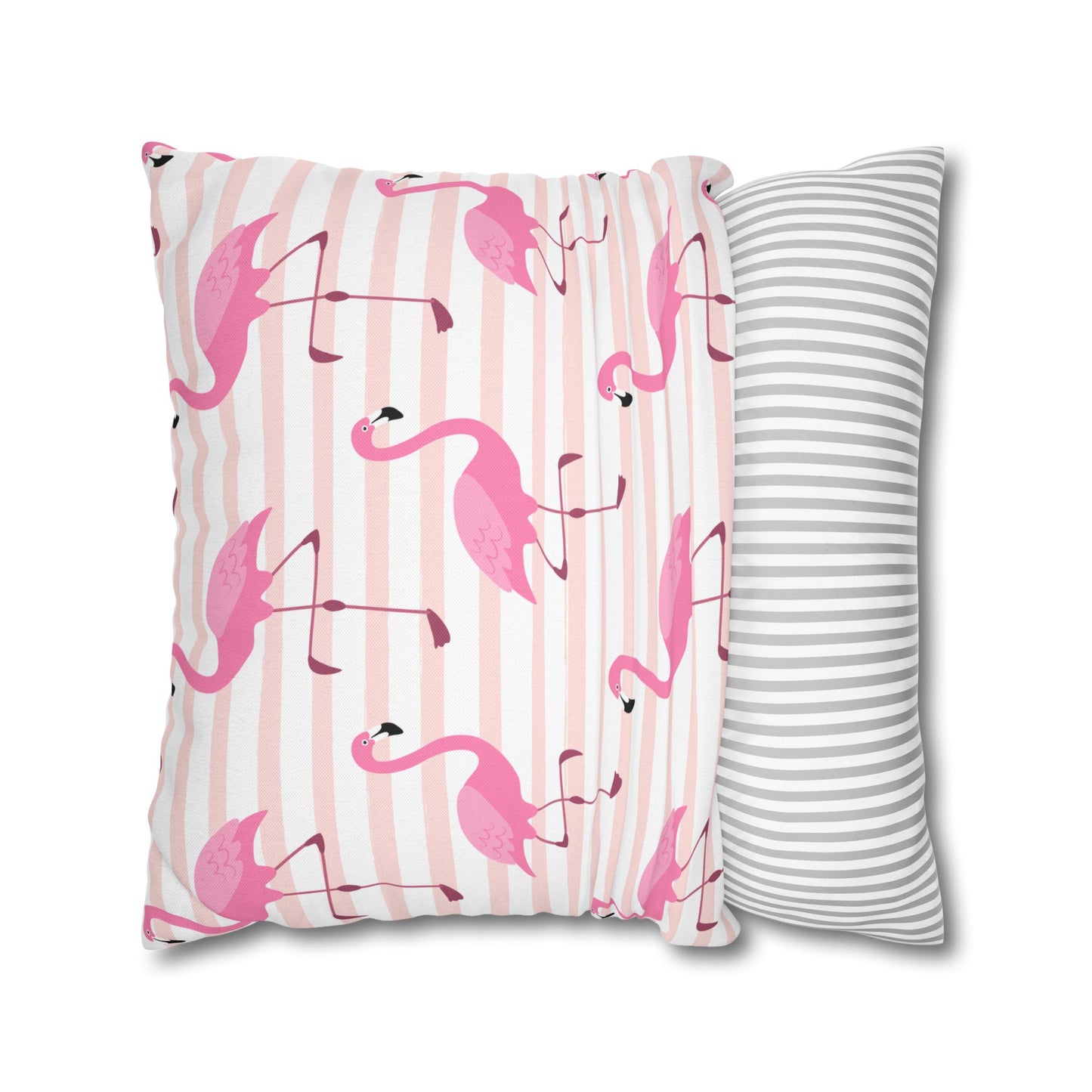 Pink Flamingo Pattern Pillowcase - Vibrant Spun Polyester Square Cushion for Summer Decor