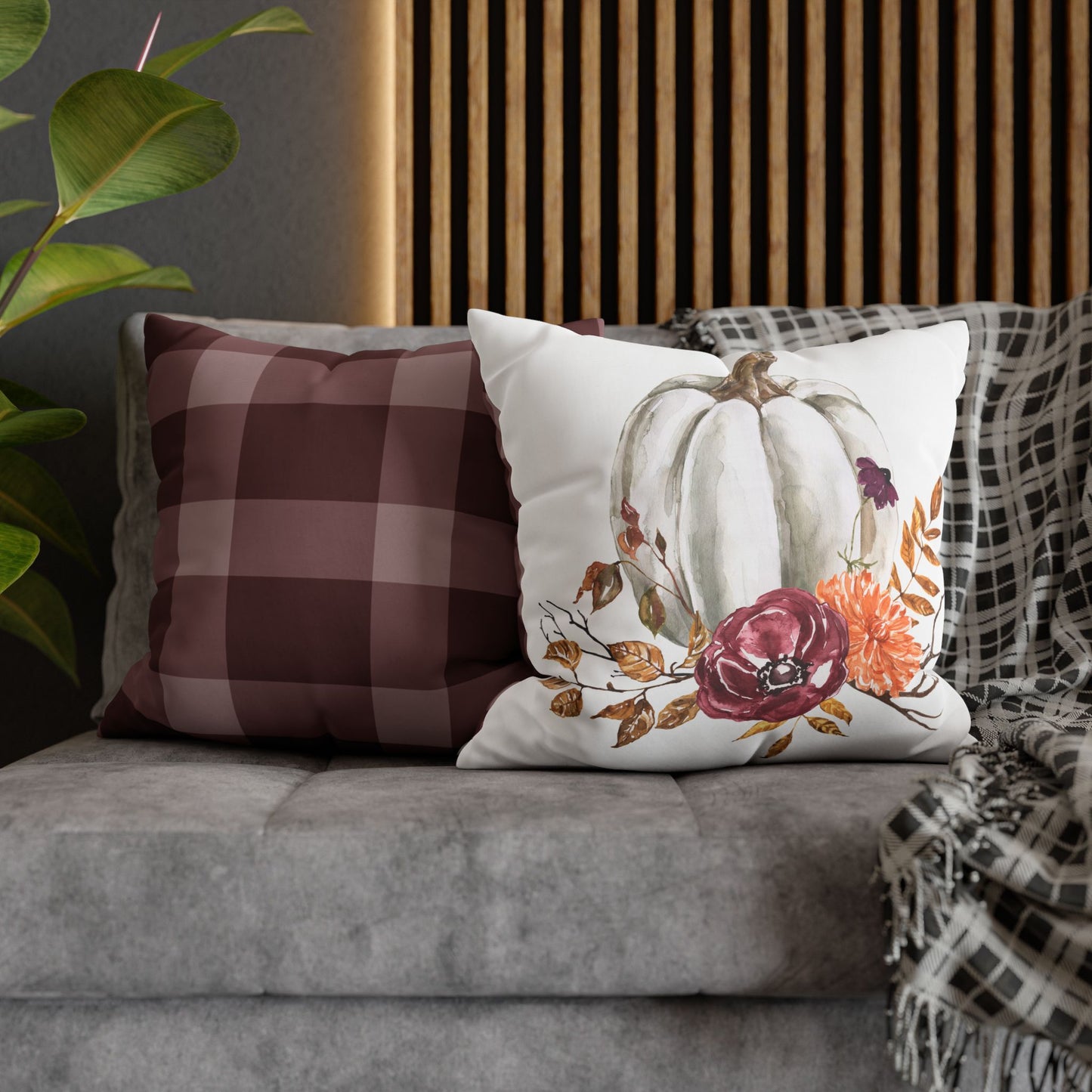 Autumn Floral Pumpkin Pillowcase - Cozy Home Decor for Fall, Harvest, Thanksgiving, Seasonal Cushion Cover, Gift for Her