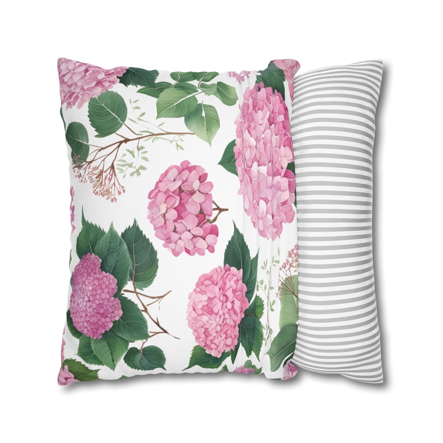 Blushing Hydrangeas – Pink Floral Square Pillowcase