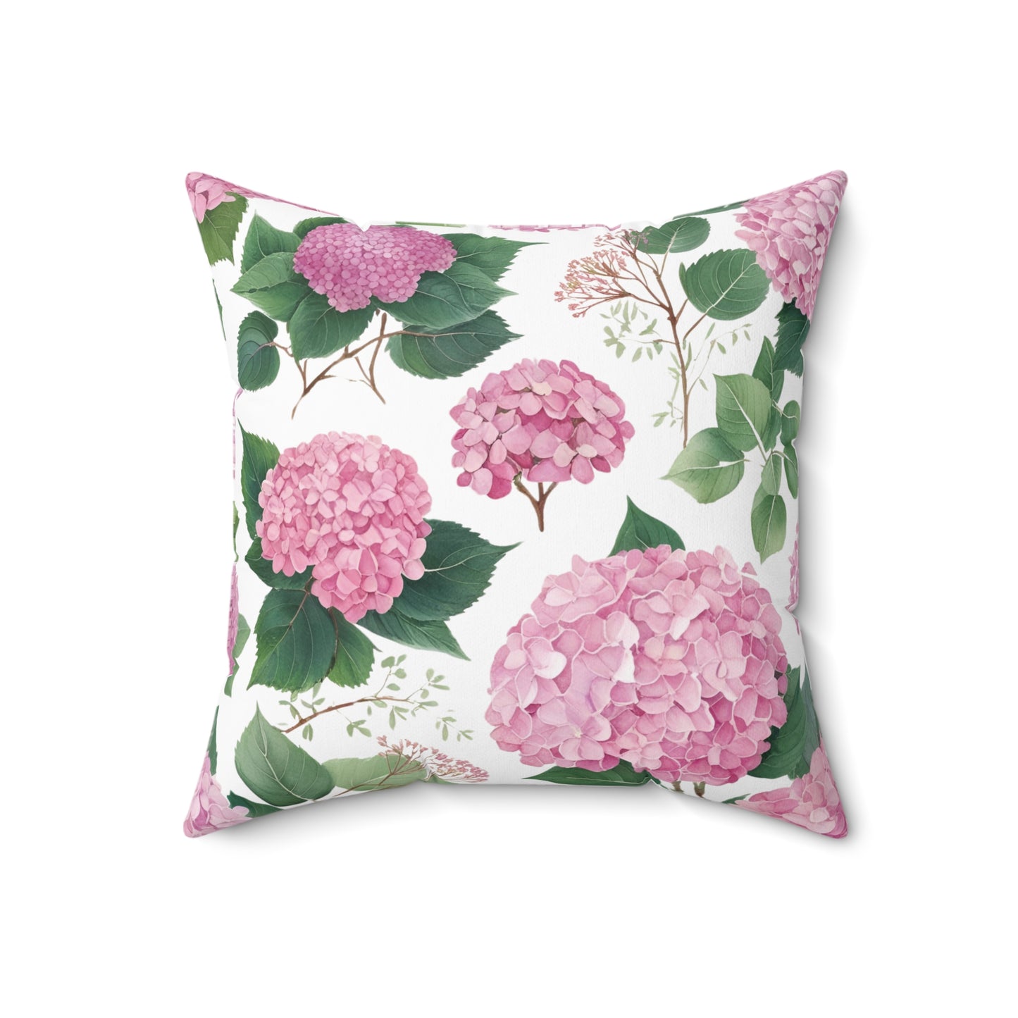 Blush Bloom – Pink Hydrangea Square Pillow