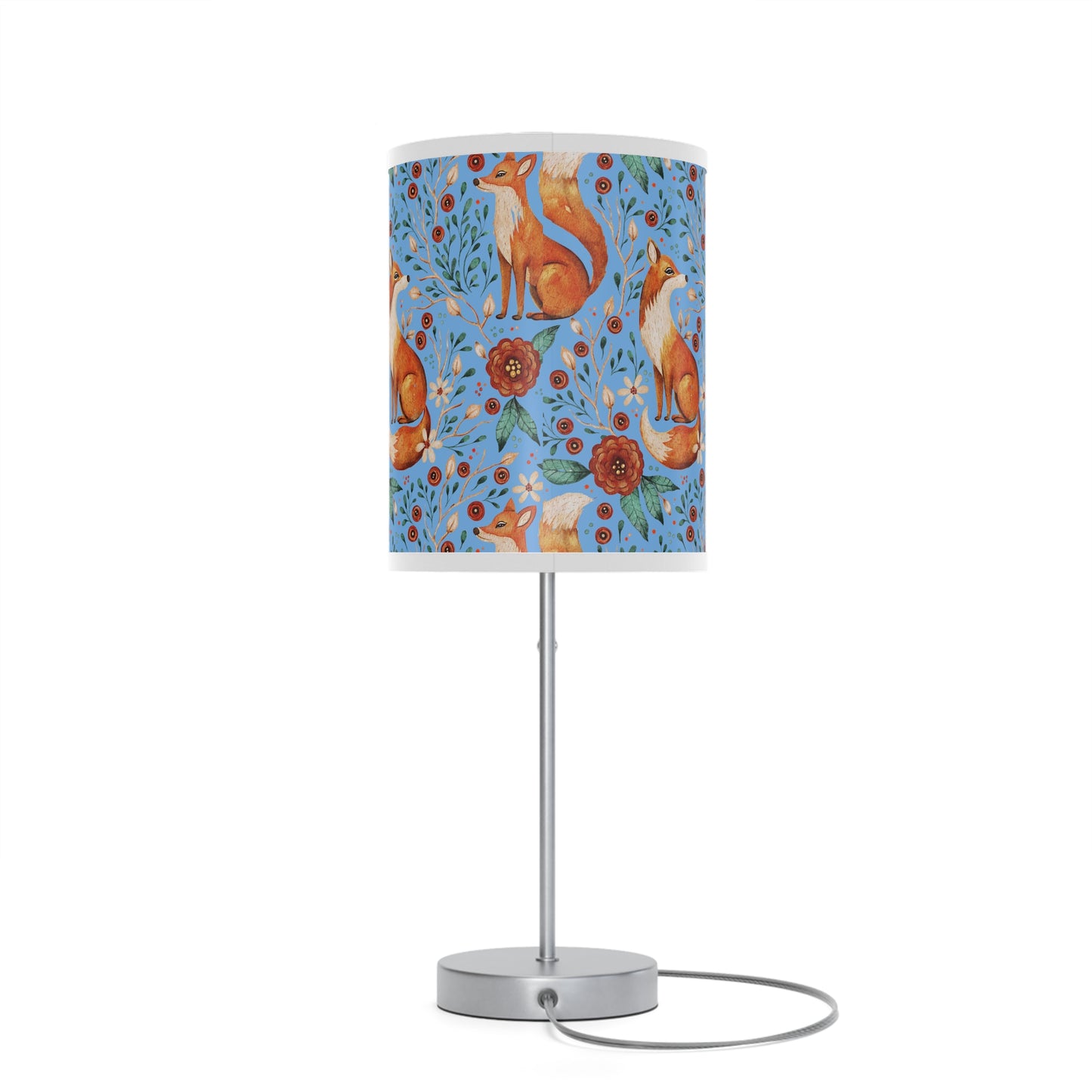 Whimsical Fox Floral Table Lamp - Stylish Decorative Lighting for Cozy Spaces - Blue