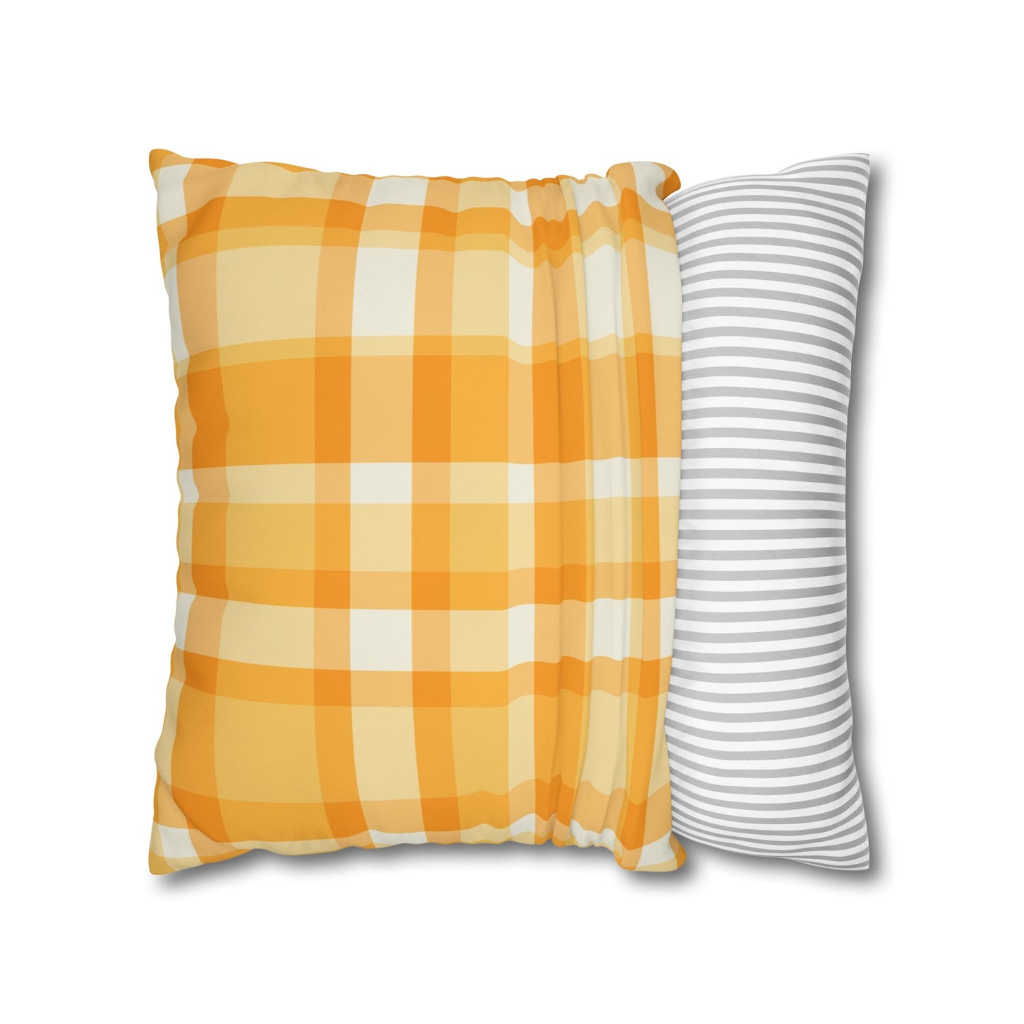 Sunshine Checkered Poly Canvas Pillowcase | Cozy Home Decor, Throw Pillow, Living Room Accent, Farmhouse Style, Seasonal Pillow