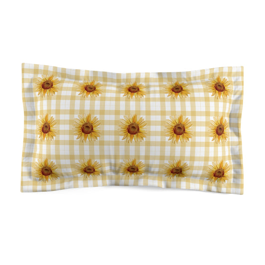 Pillow Sham - Sunflower and Plaid Design