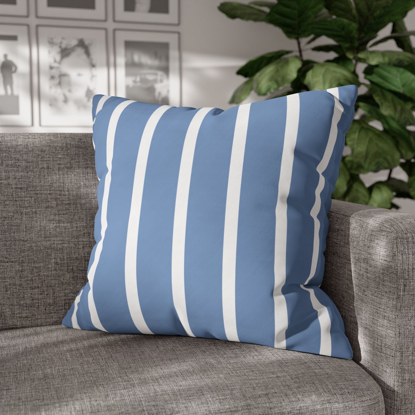 Stylish Striped Throw Pillowcase, Decorative Cushion Cover, Modern Home Decor, Blue Stripe Accent Pillow, Gift for Couch Lovers