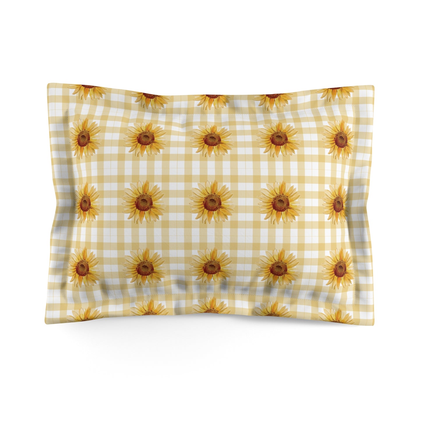 Pillow Sham - Sunflower and Plaid Design