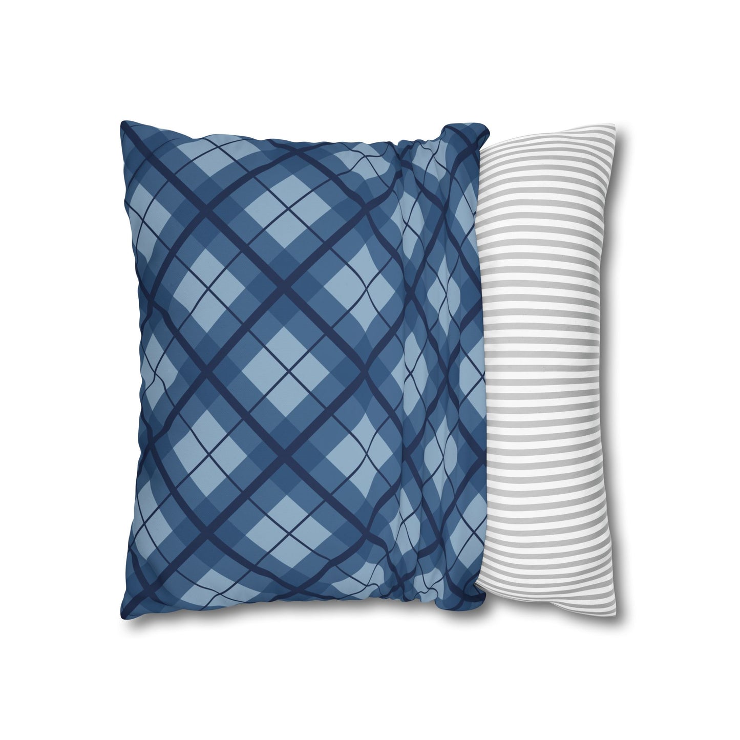 Plaid Poly Canvas Pillowcase, Cozy Home Decor, Throw Pillow, Couch Cushion, Living Room Accent, Nautical Gift, Birthday Decor