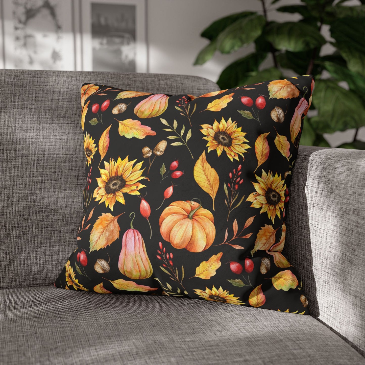 Autumn Floral Pillowcase, Cozy Fall Decor, Pillow Cover for Home, Thanksgiving Gift, Harvest Decor, Couch Throw Pillow