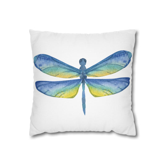 Bright Watercolor Dragonfly Art Pillowcase, Decorative Cushion Cover, Home Decor, Nature Lover Gift, Spring Decor, Housewarming Gift