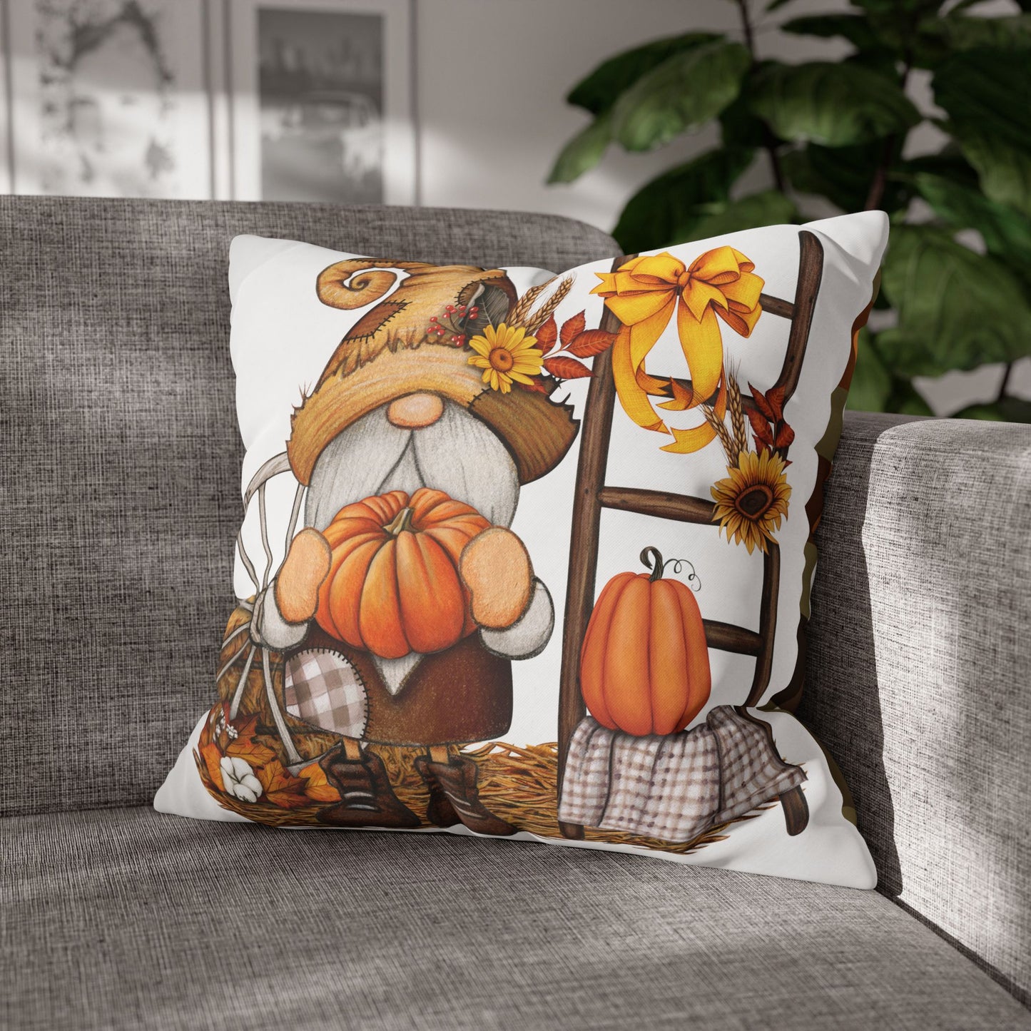 Autumn Gnome Pillowcase, Fall Home Decor, Cozy Throw Pillow Cover, Seasonal Cushion, Thanksgiving Gift Idea, Farmhouse Decor