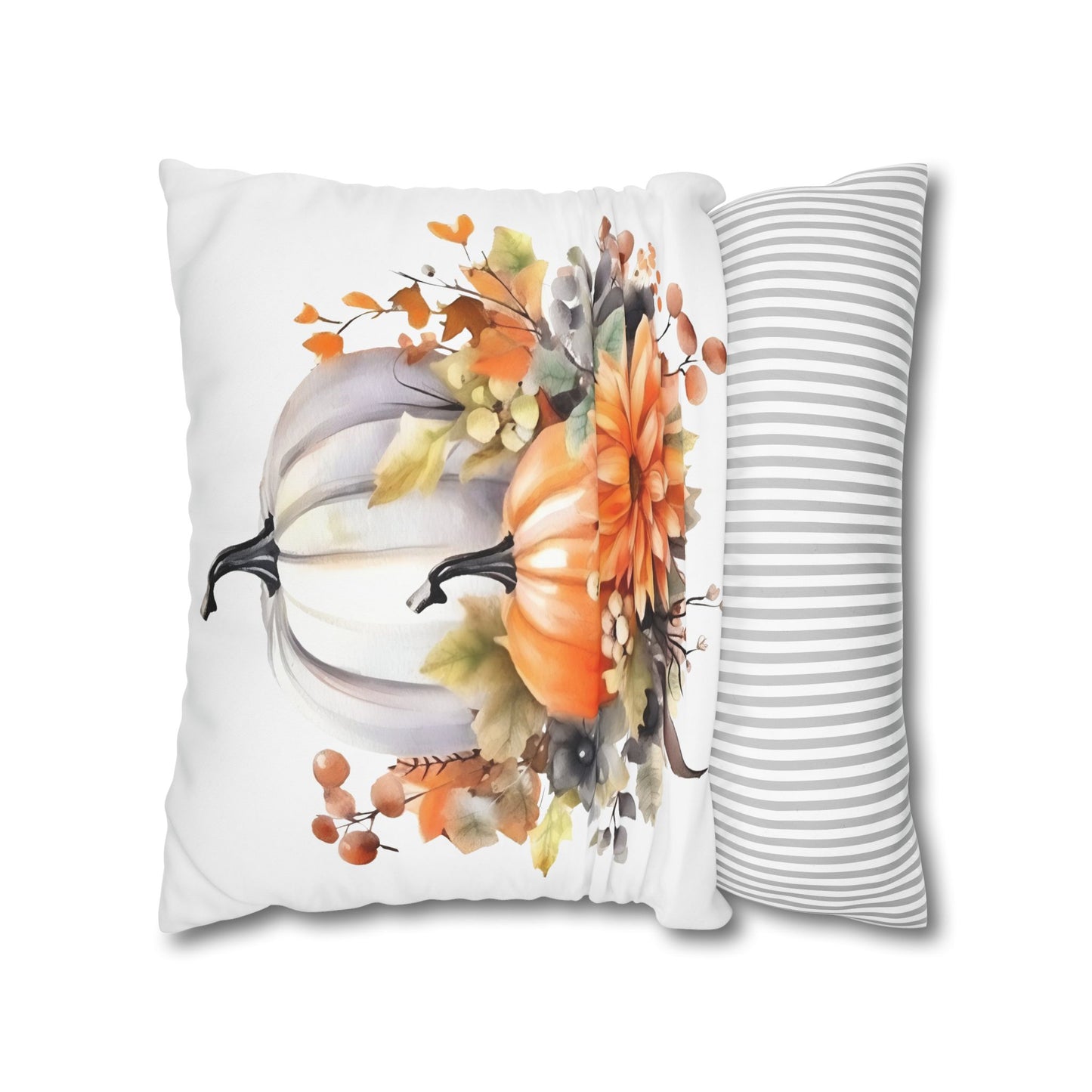 Autumn Floral Pillowcase, Cozy Fall Decor, Pumpkin Decorative Cushion, Harvest Home Accent, Thanksgiving Gift Ideas