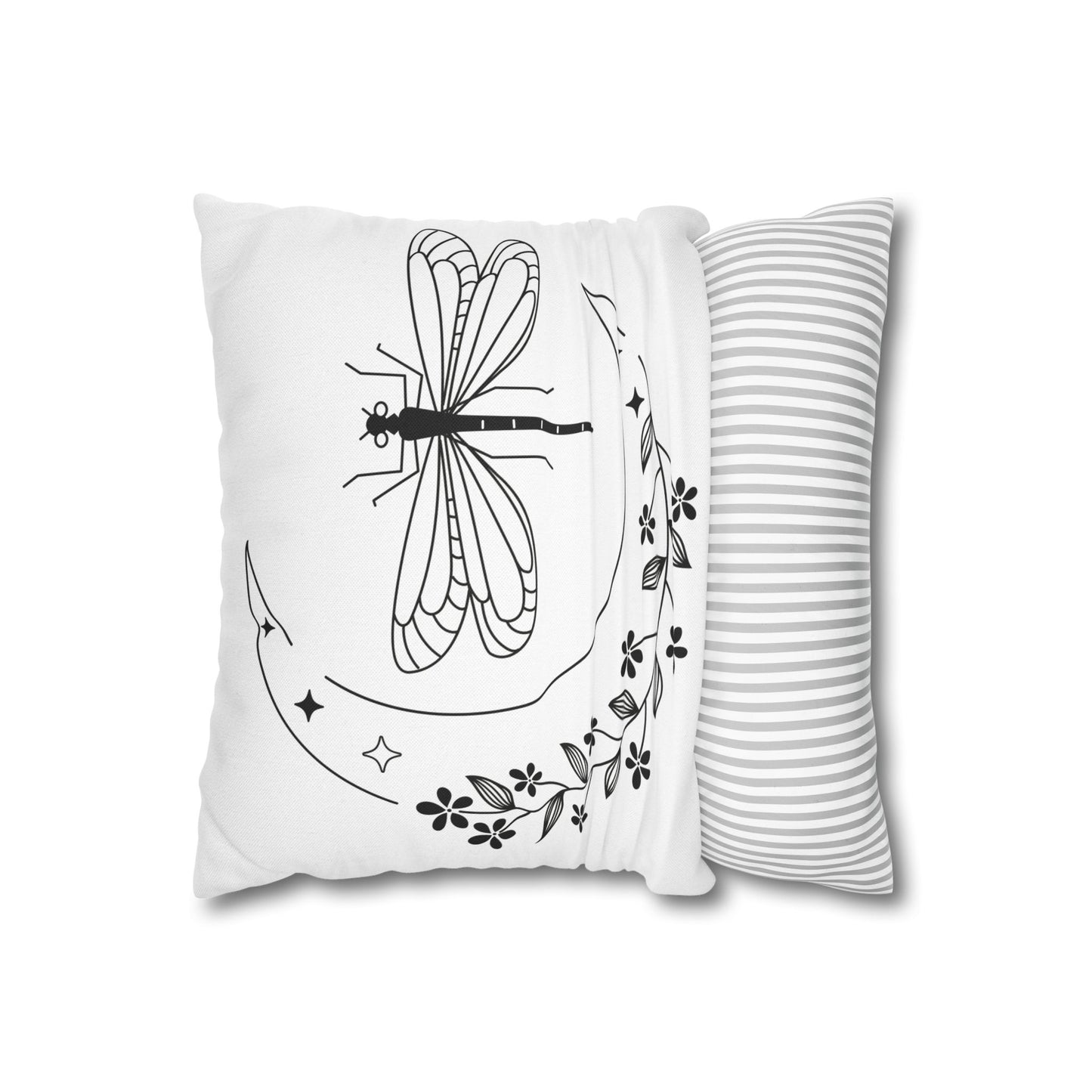 Moonlit Dragonfly Pillowcase - Boho Home Decor, Throw Pillow Cover, Gift for Nature Lovers, Cozy Bedroom Accent, Unique Home Accessories