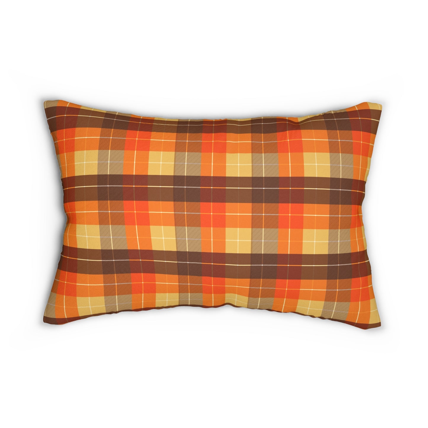 Autumn Harvest Lumbar Pillow – Cozy Fall Decor, Thanksgiving Gift, Seasonal Home Accent, Rustic Farmhouse Style, Pumpkin & Plaid