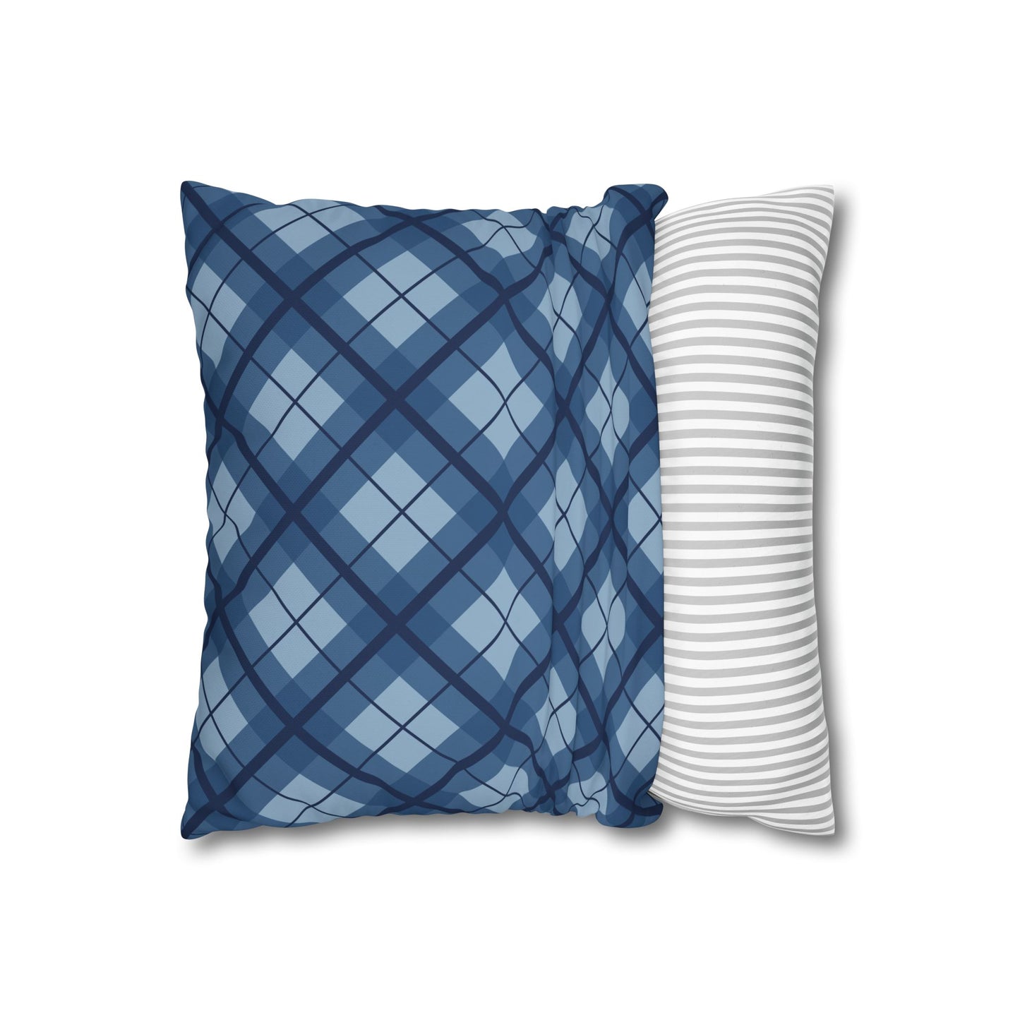 Plaid Poly Canvas Pillowcase, Cozy Home Decor, Throw Pillow, Couch Cushion, Living Room Accent, Nautical Gift, Birthday Decor