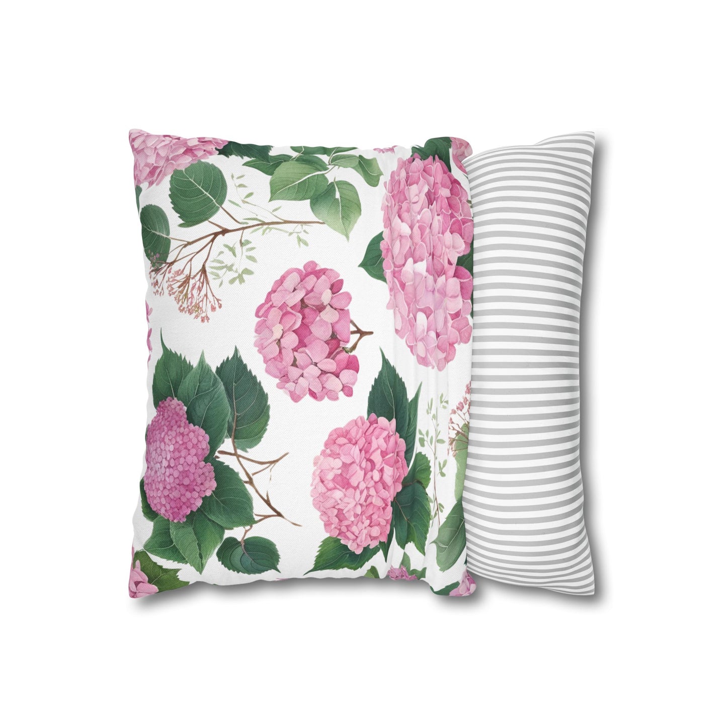 Blushing Hydrangeas – Pink Floral Square Pillowcase