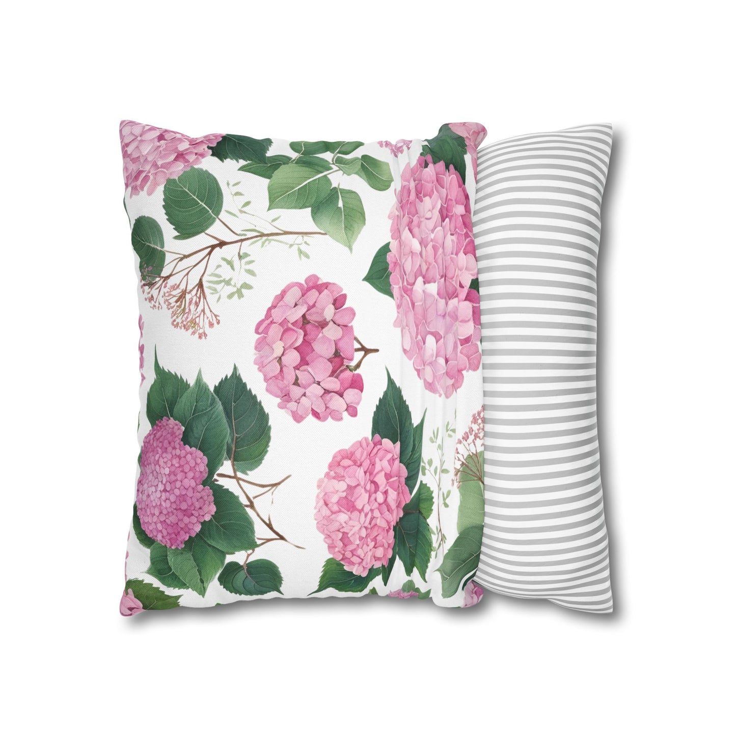 Blushing Hydrangeas – Pink Floral Square Pillowcase