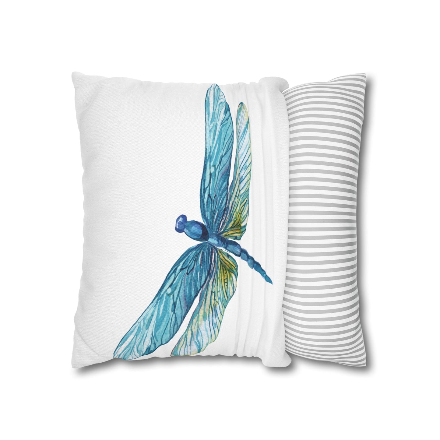 Blue Yellow Kissed Dragonfly Decorative Pillowcase | Home Decor, Gifts, Nature Lover, Birthday, Housewarming