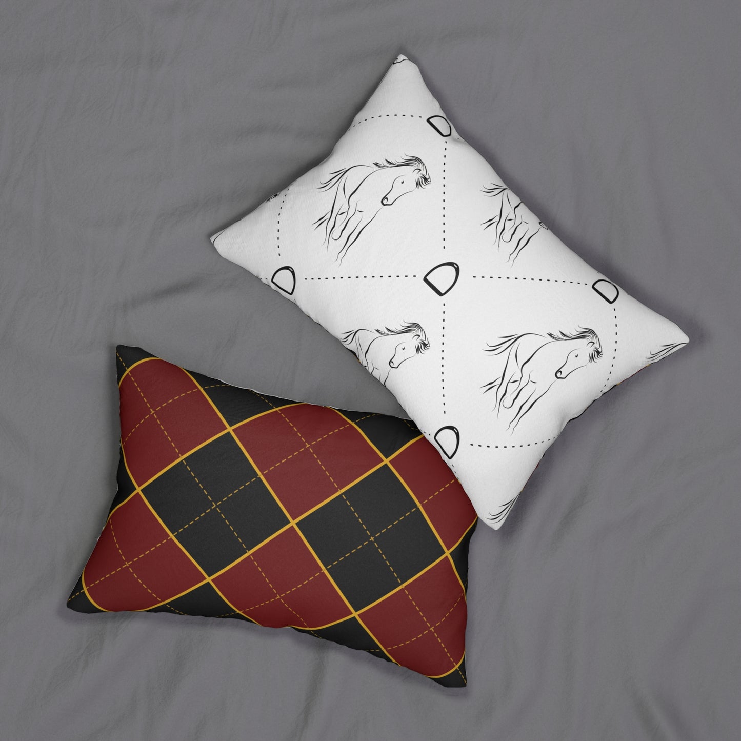 Equestrian Style Lumbar Pillow, Decorative Pillow for Horse Lovers, Home Decor, Gift for Equestrian, Cozy Cushion, Horse-Themed Pillow