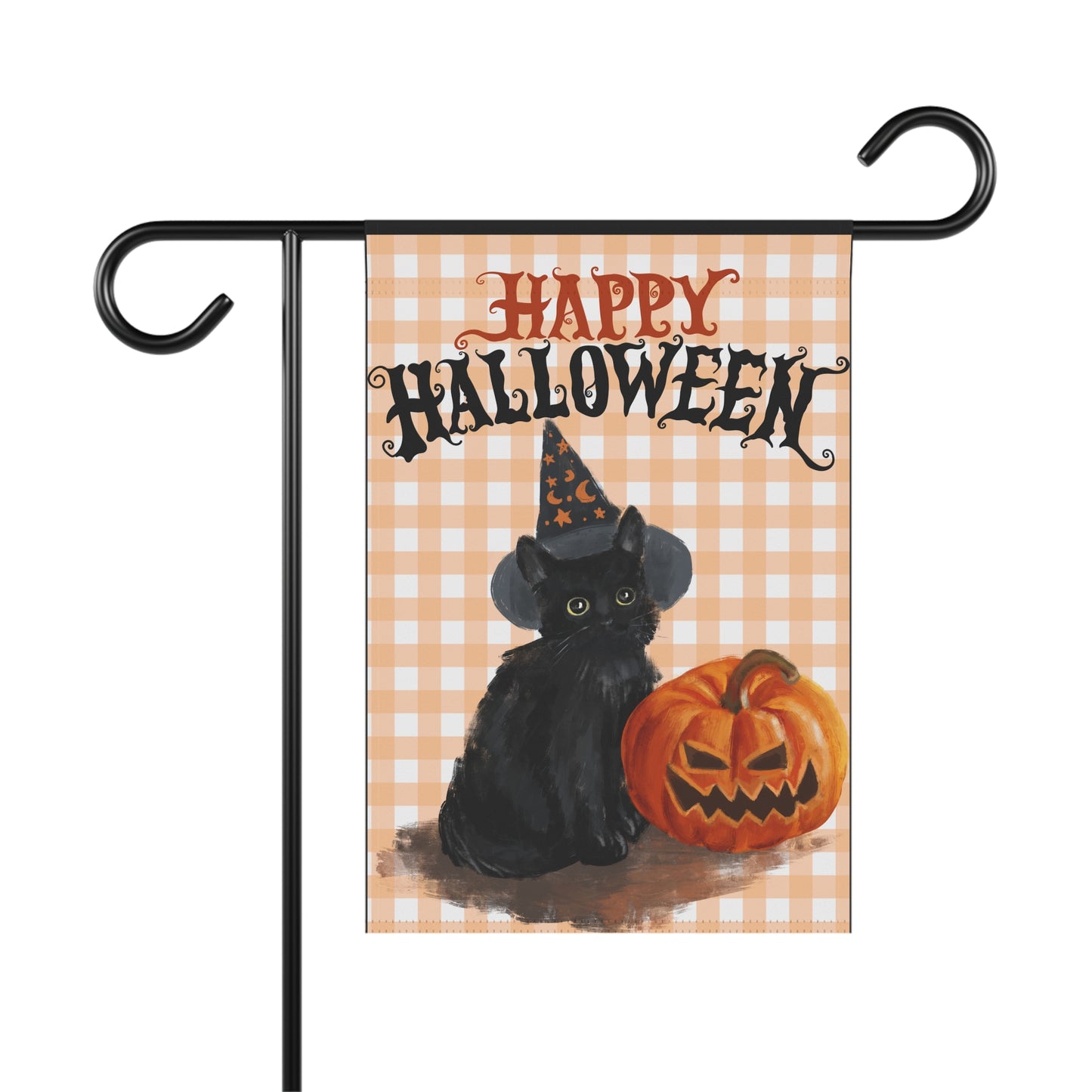 Halloween Garden Banner, Decorative Outdoor Flag, Seasonal Home Decor, Black Cat & Pumpkin Design, Fall Festivities