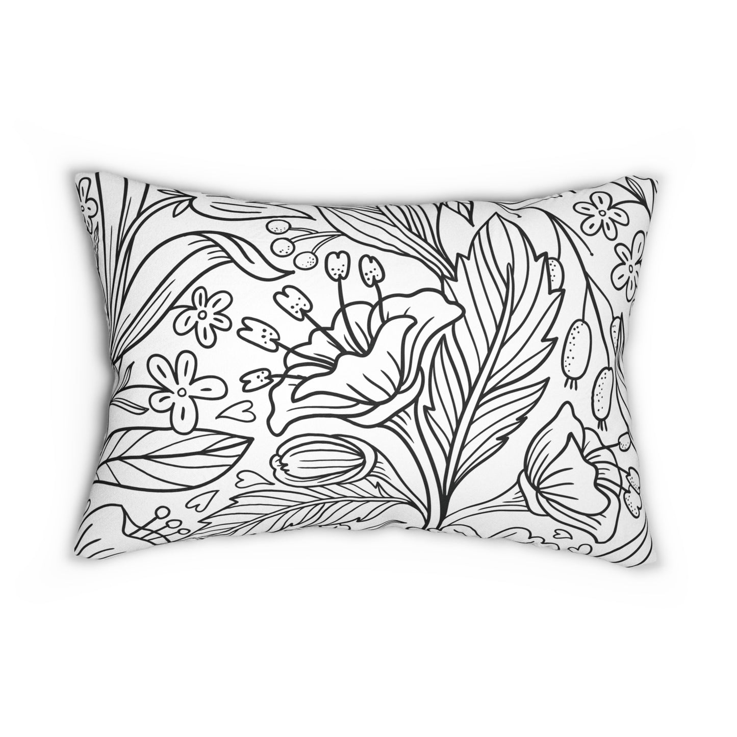 Botanical Black and White Dragonflies Lumbar Pillow - Cozy Home Decor, Floral Accent, Living Room Cushion, Gift for Her, Nature-Inspired Pillow