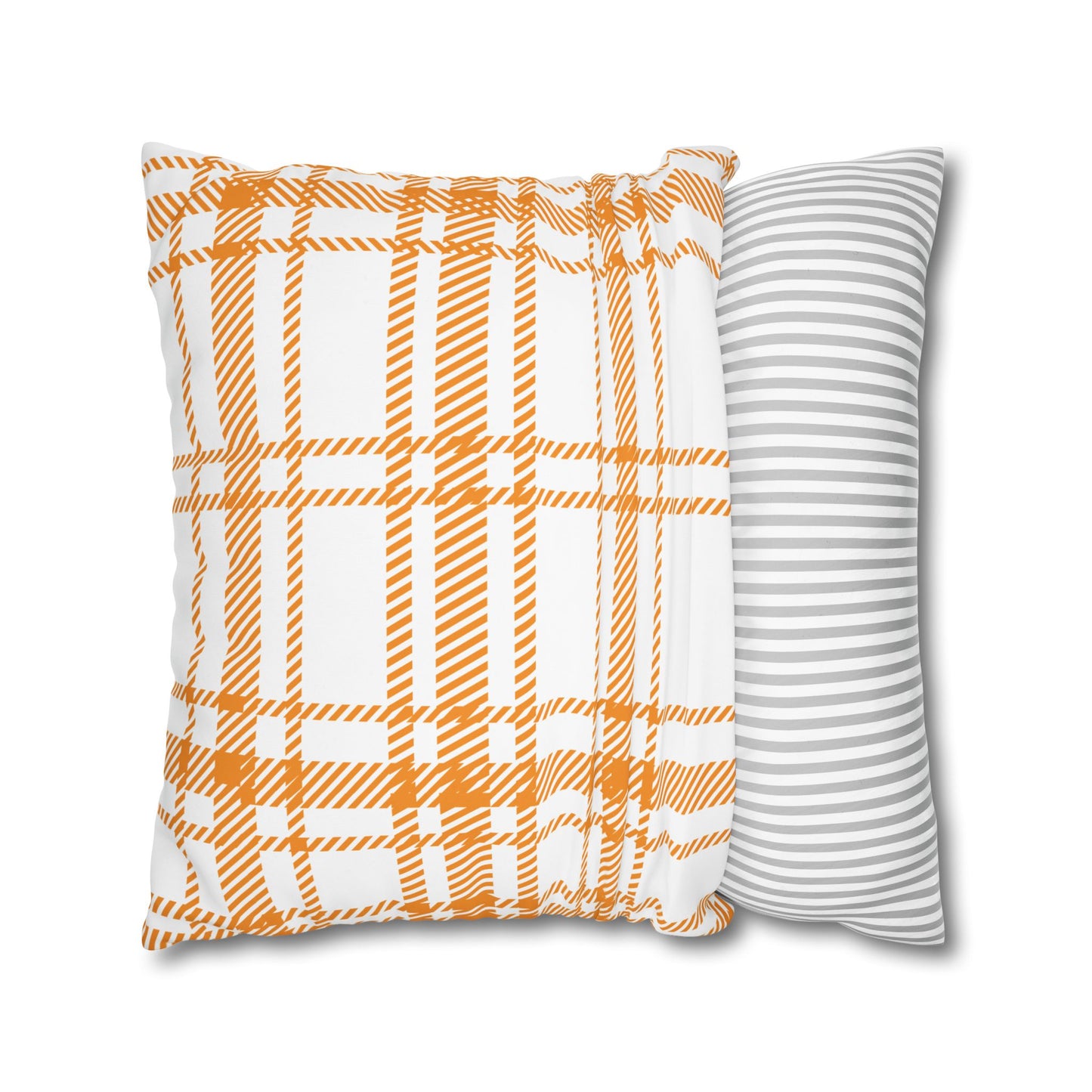 Cozy Plaid Pillowcase | Soft Square Canvas Cushion for Home Decor, Farmhouse Style, Living Room, Seasonal Gift, Wedding Decor