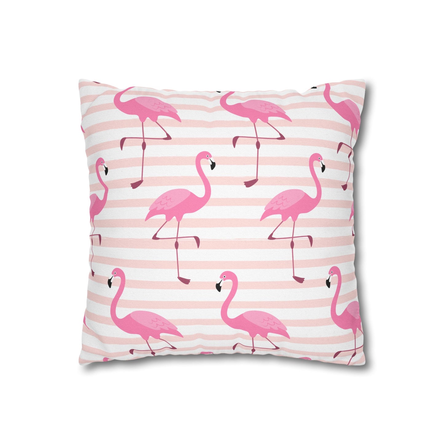 Pink Flamingo Pattern Pillowcase - Vibrant Spun Polyester Square Cushion for Summer Decor