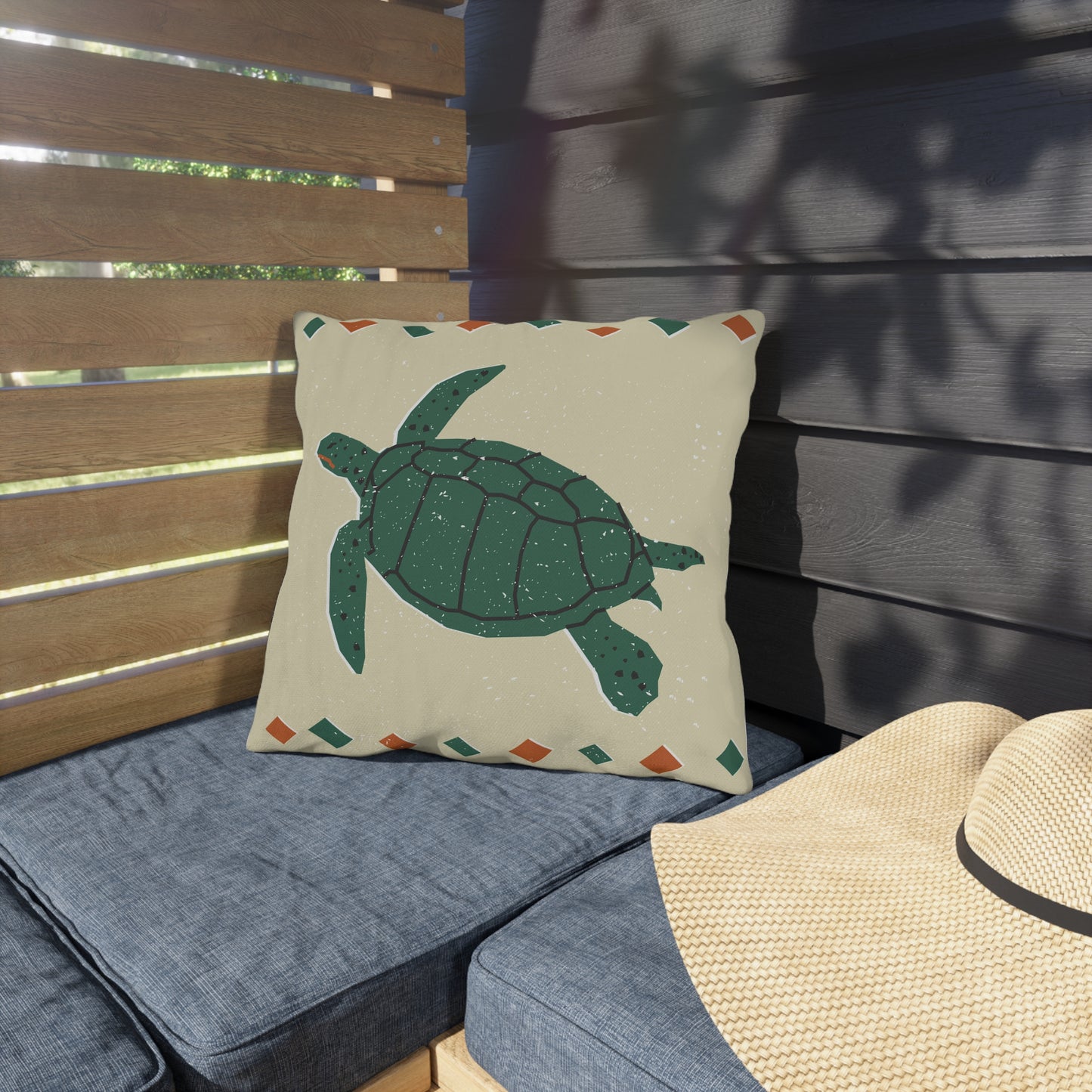 Outdoor Pillows - Rustic and Tribal Sea Turtle Design