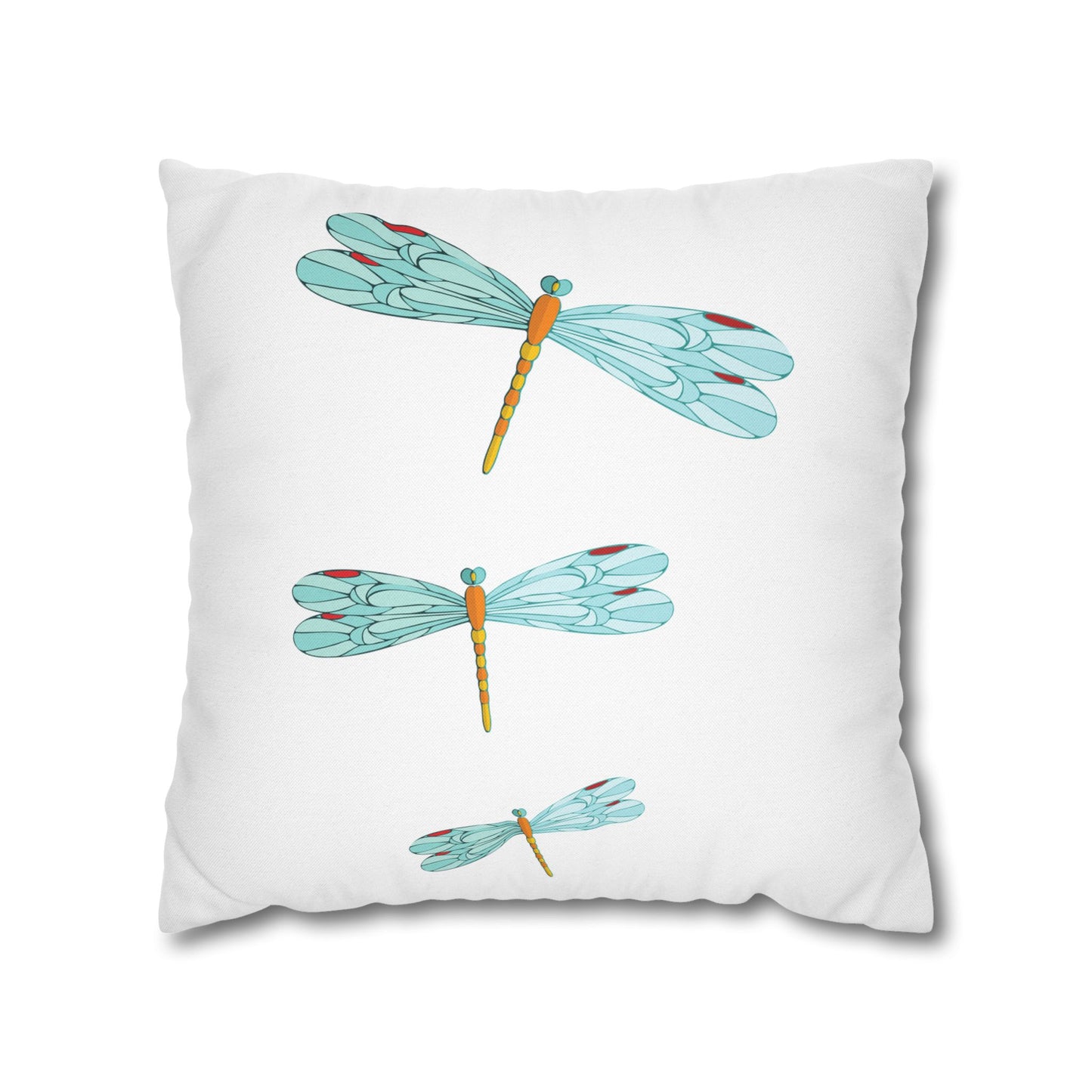Dragonfly Turquoise and Red Kissed Decor Pillowcase, Home Accent, Gift for Nature Lovers, Bohemian Style, Cozy Living Room Cushion