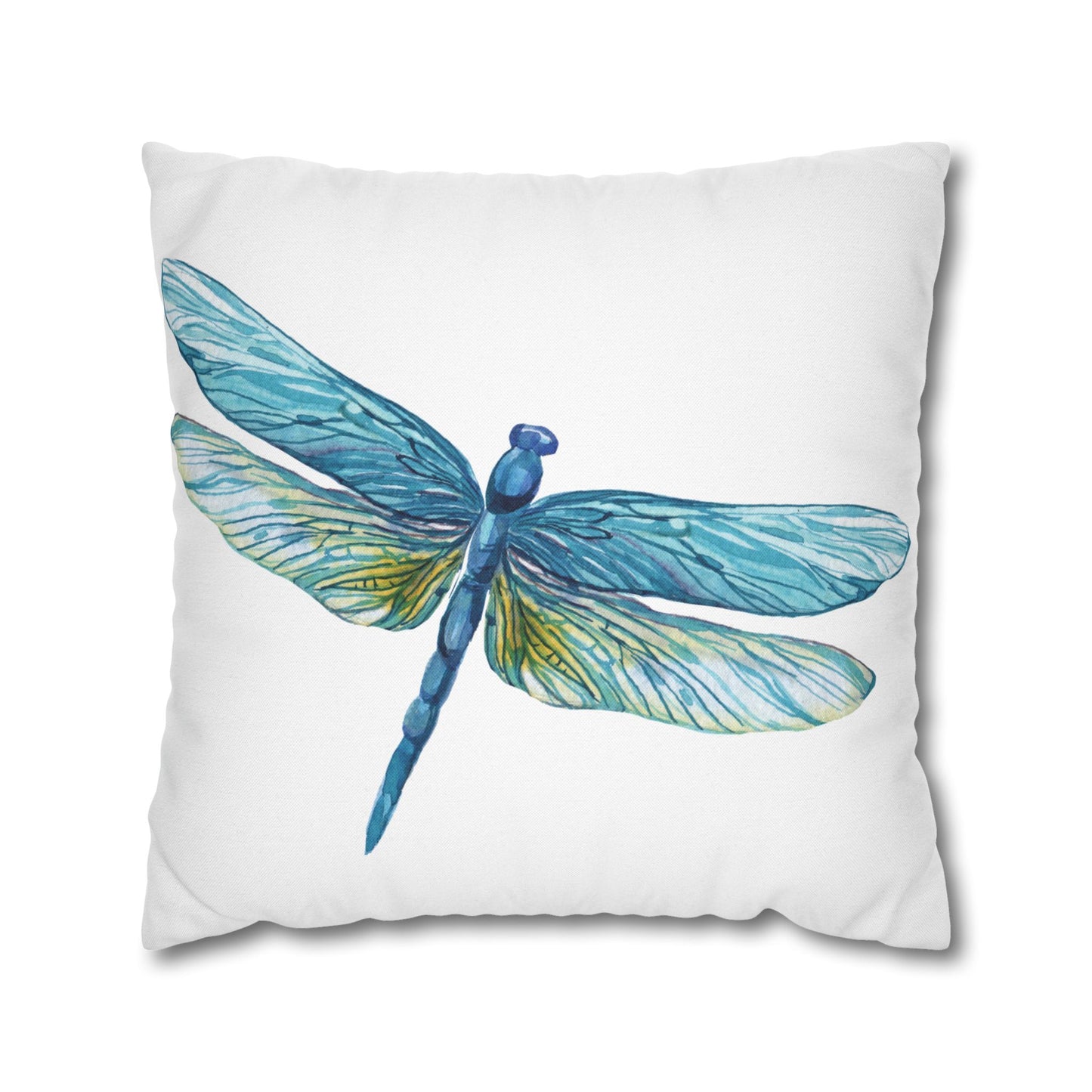Blue Yellow Kissed Dragonfly Decorative Pillowcase | Home Decor, Gifts, Nature Lover, Birthday, Housewarming