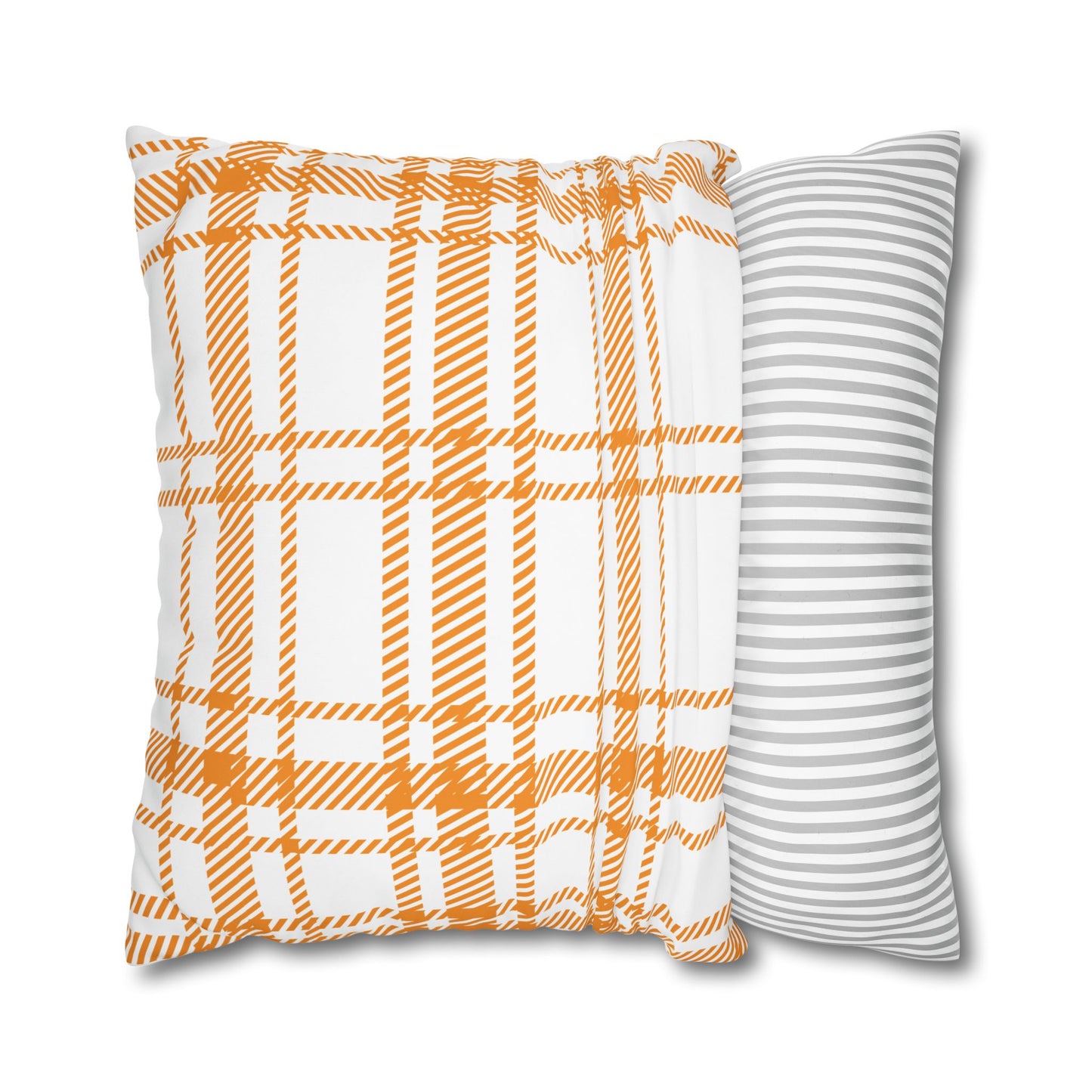Cozy Plaid Pillowcase | Soft Square Canvas Cushion for Home Decor, Farmhouse Style, Living Room, Seasonal Gift, Wedding Decor