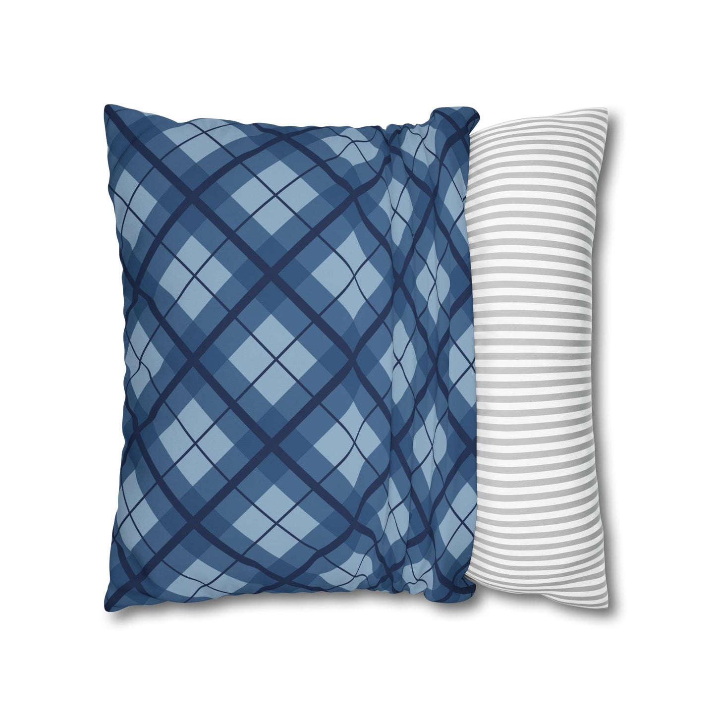 Plaid Poly Canvas Pillowcase, Cozy Home Decor, Throw Pillow, Couch Cushion, Living Room Accent, Nautical Gift, Birthday Decor