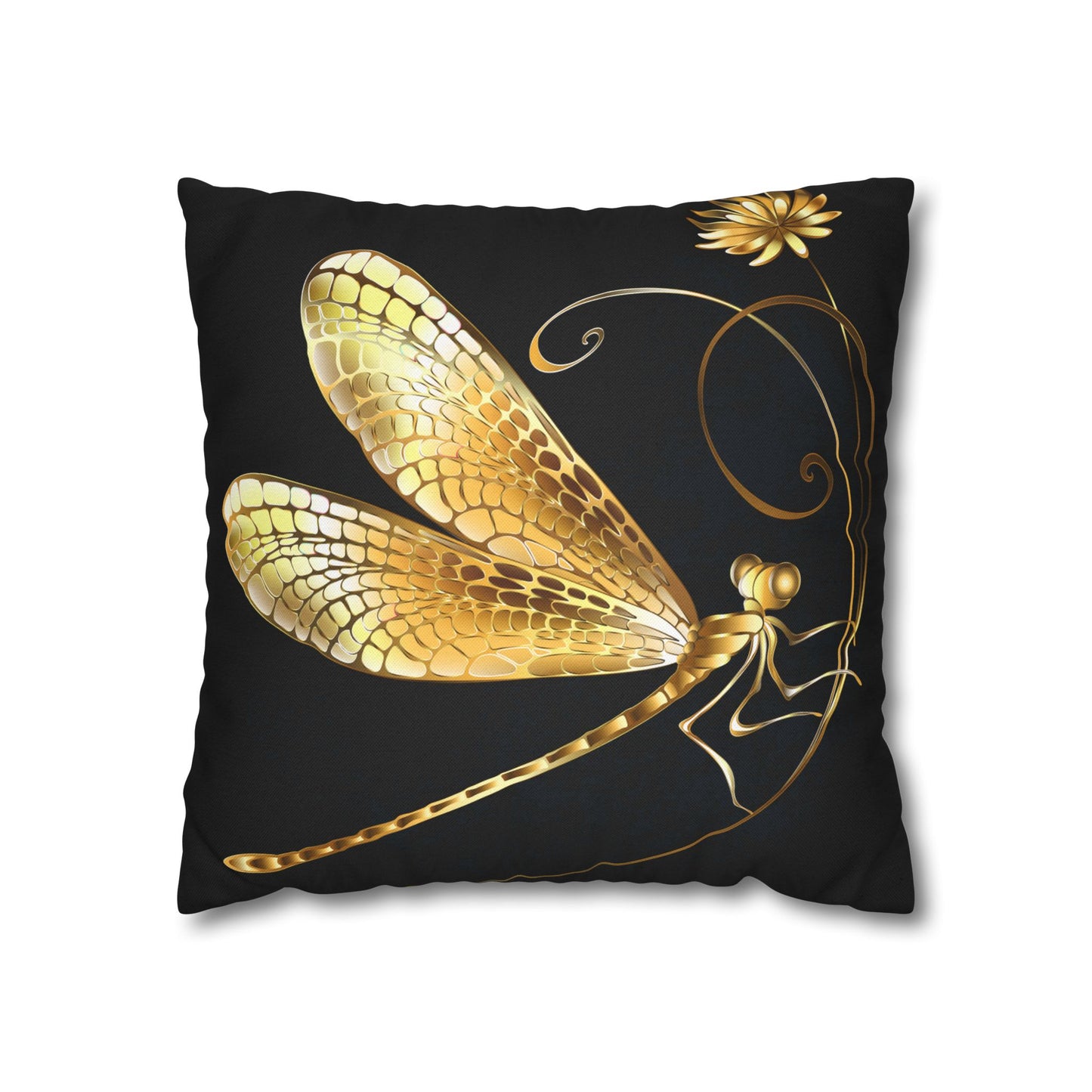 Elegant Gold Dragonfly Pillowcase, Home Decor, Butterfly Decor, Gift for Nature Lovers, Throw Pillow Cover