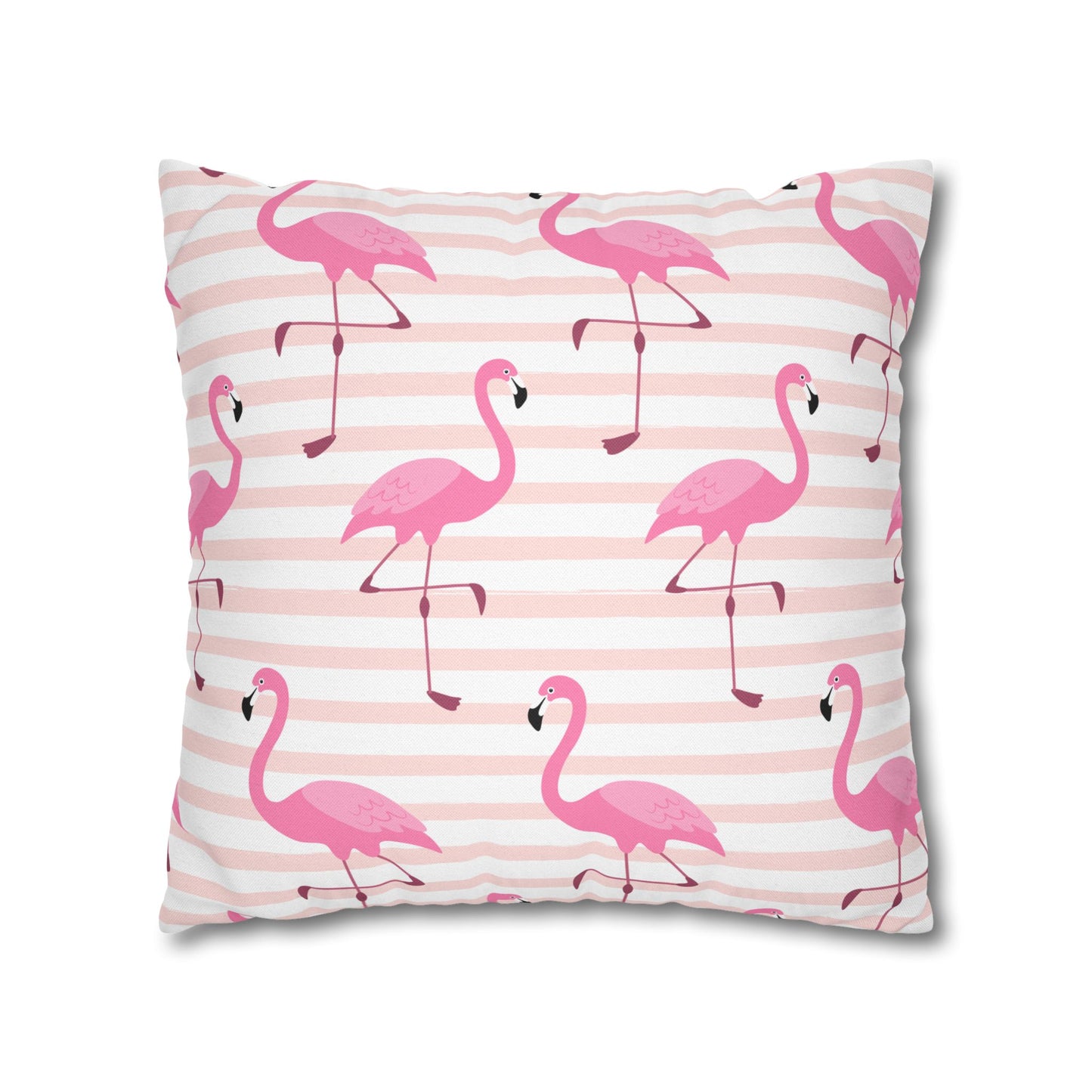 Pink Flamingo Pattern Pillowcase - Vibrant Spun Polyester Square Cushion for Summer Decor