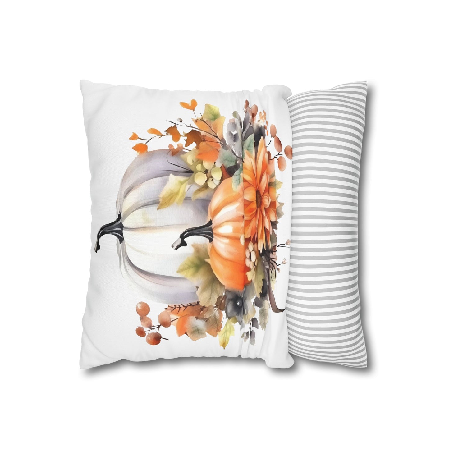 Autumn Floral Pillowcase, Cozy Fall Decor, Pumpkin Decorative Cushion, Harvest Home Accent, Thanksgiving Gift Ideas