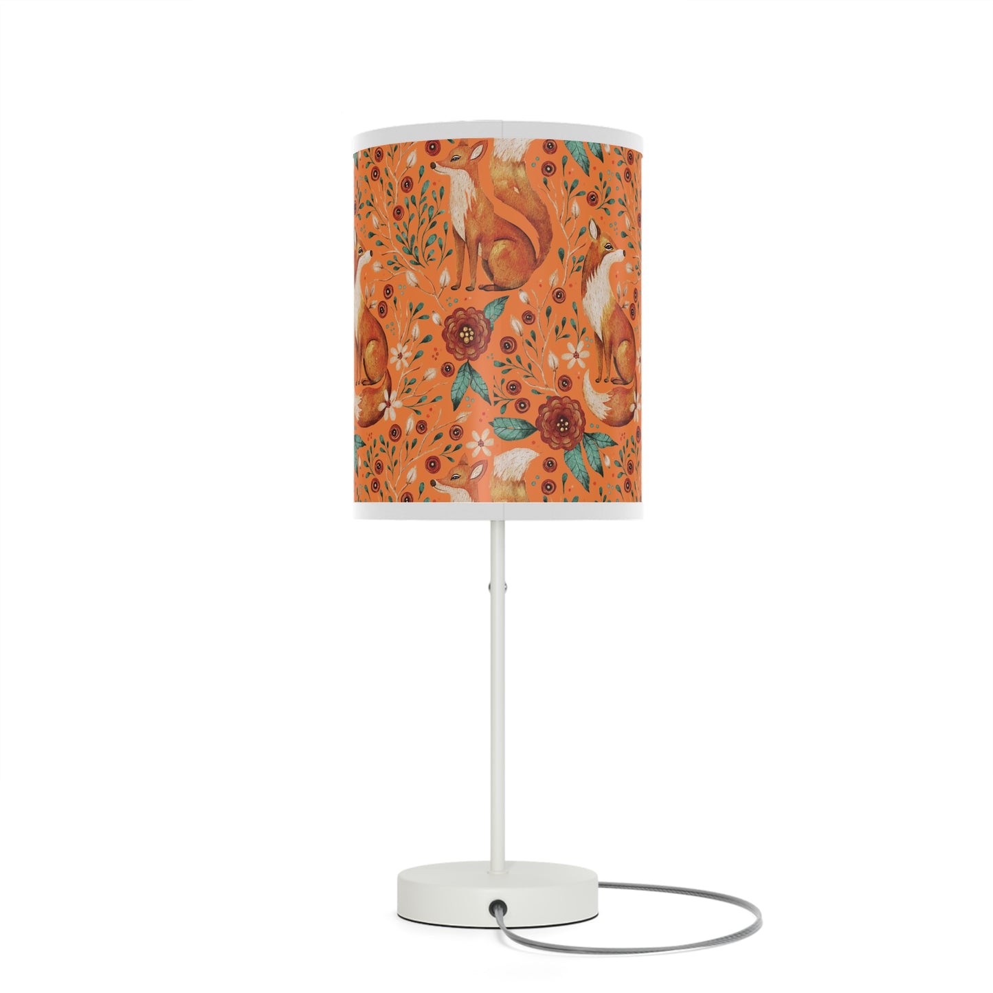 Whimsical Fox Floral Table Lamp - Stylish Decorative Lighting for Cozy Spaces - Sunset Orange