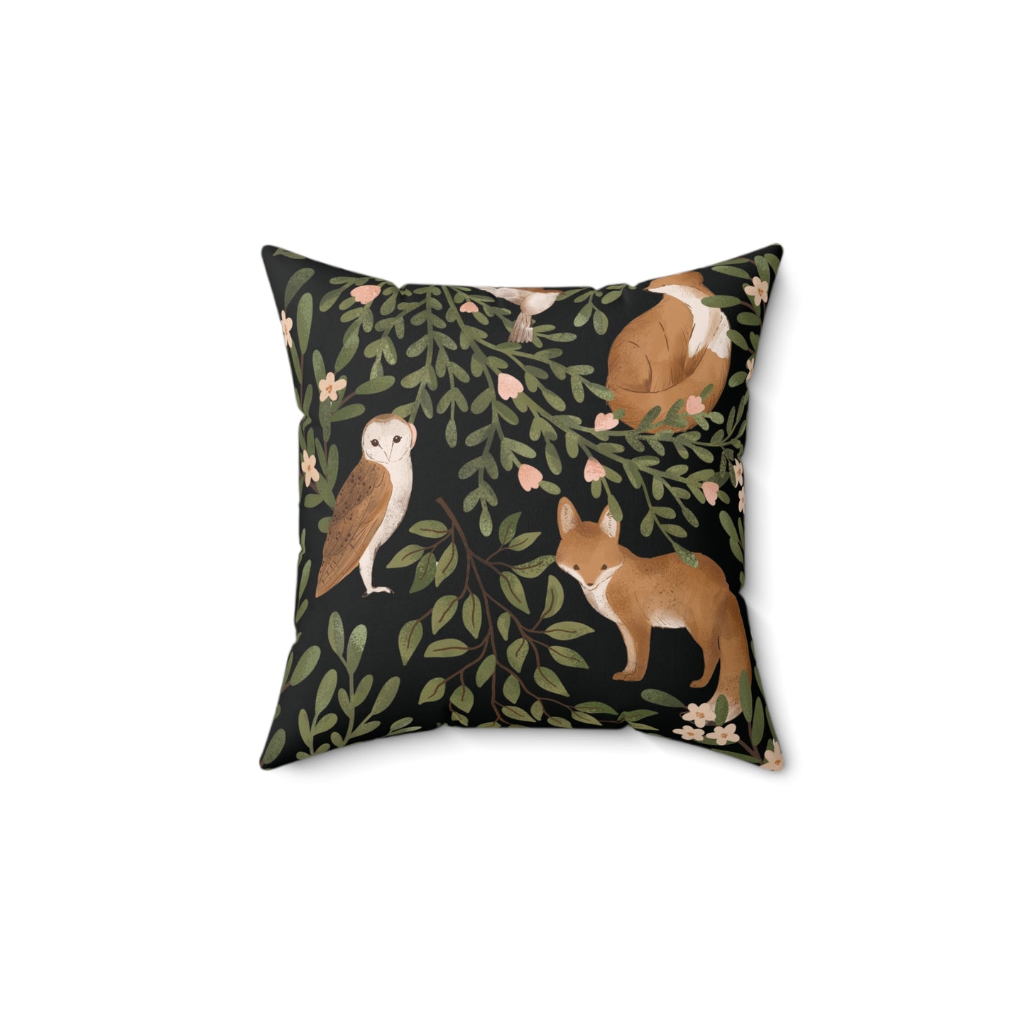 Little Fox & Owl – Woodland Charm of Spun Polyester Square Pillow