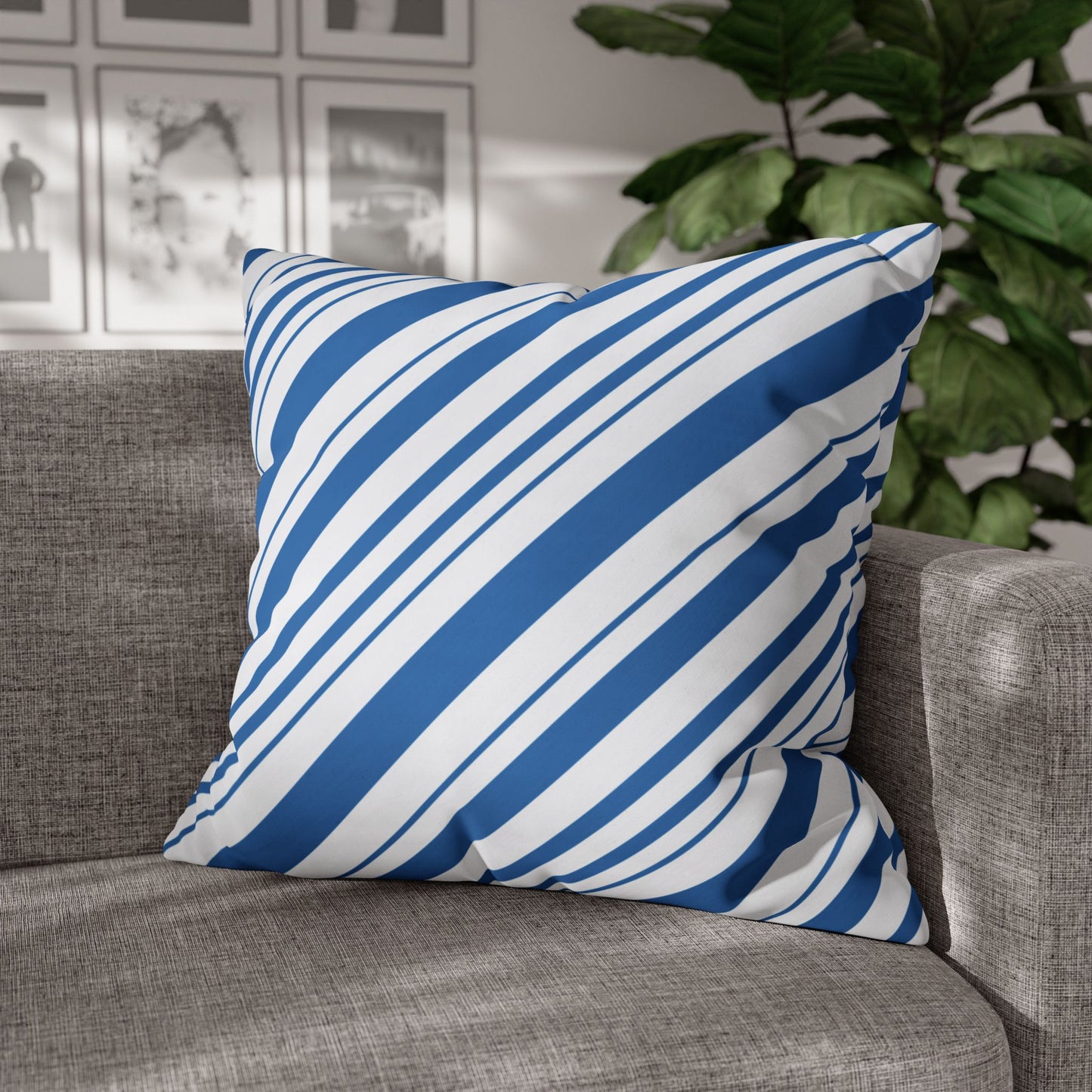Stylish Blue Striped Pillowcase, Modern Home Décor, Cozy Couch Accessory, Gift for Housewarming, Nautical Theme Decoration