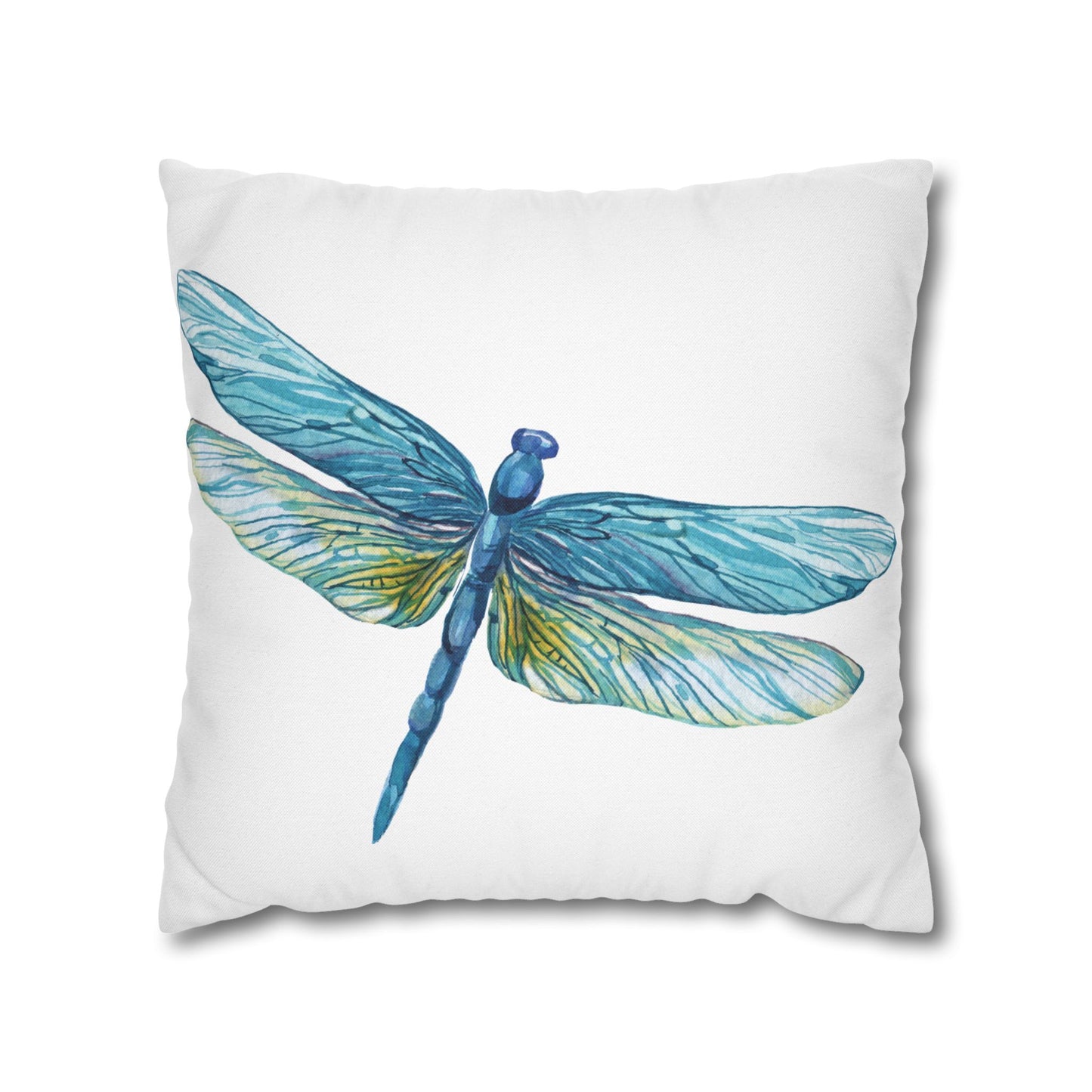 Blue Yellow Kissed Dragonfly Decorative Pillowcase | Home Decor, Gifts, Nature Lover, Birthday, Housewarming