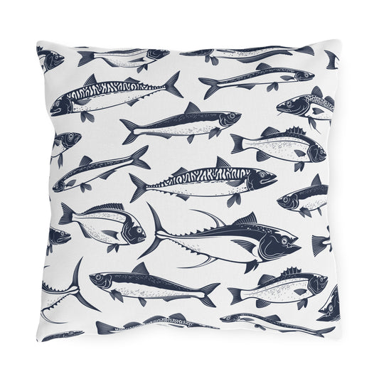 Outdoor Pillow - Nautical Fish Stylish Patio Cushion for Summer BBQs and Beach Parties