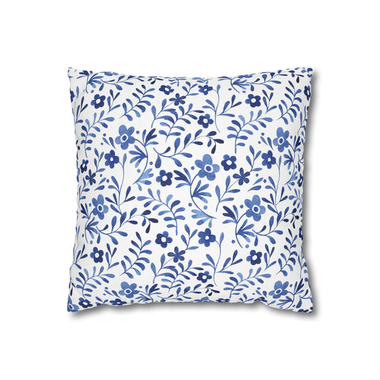 Floral Design Pillowcase - Cozy Home Decor, Decorative Cushion Cover, Blue & White Cushion, Gift for Homeowners, Floral Pillow