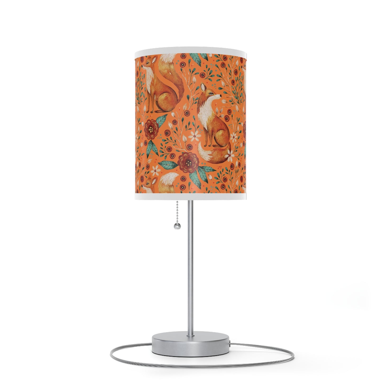 Whimsical Fox Floral Table Lamp - Stylish Decorative Lighting for Cozy Spaces - Sunset Orange