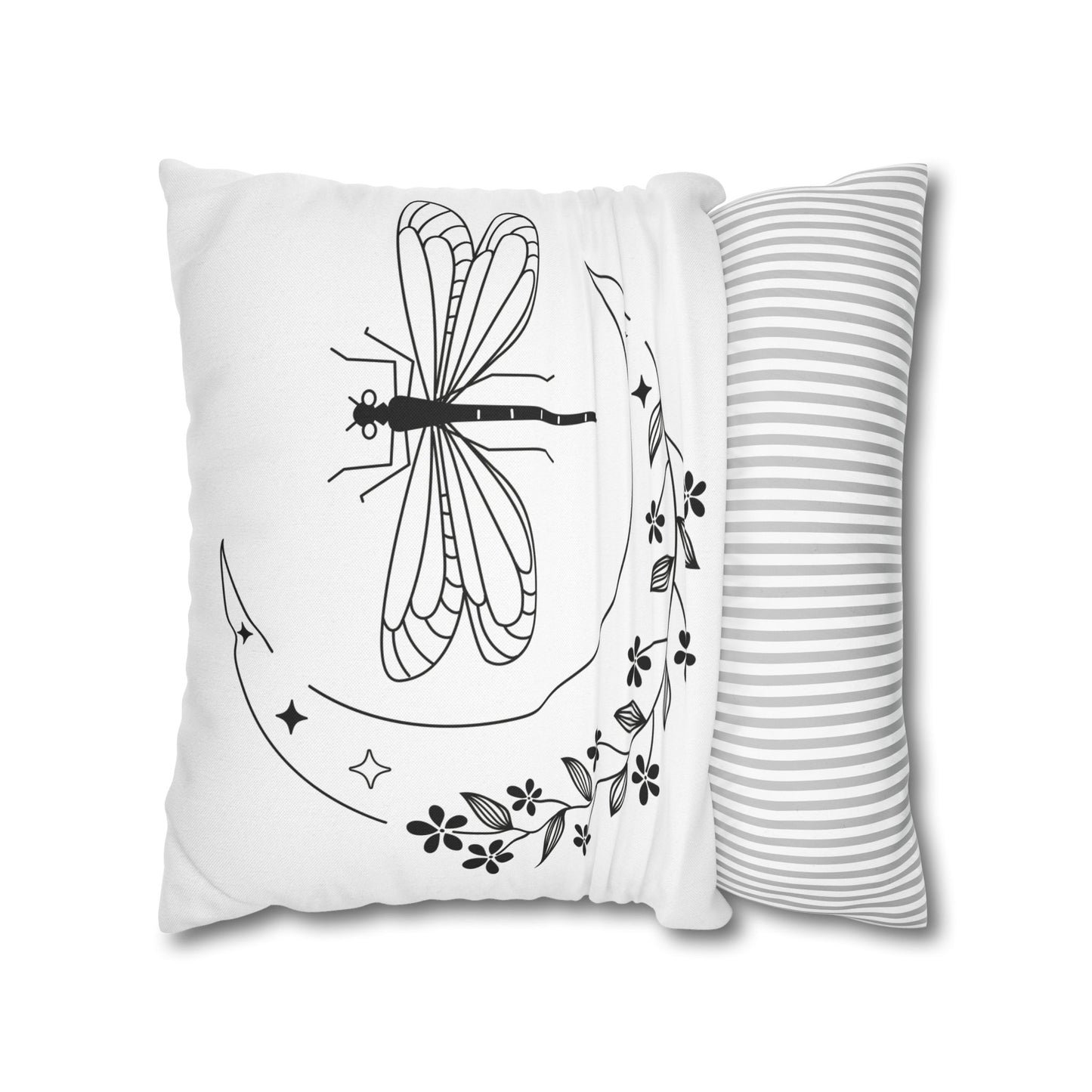Moonlit Dragonfly Pillowcase - Boho Home Decor, Throw Pillow Cover, Gift for Nature Lovers, Cozy Bedroom Accent, Unique Home Accessories