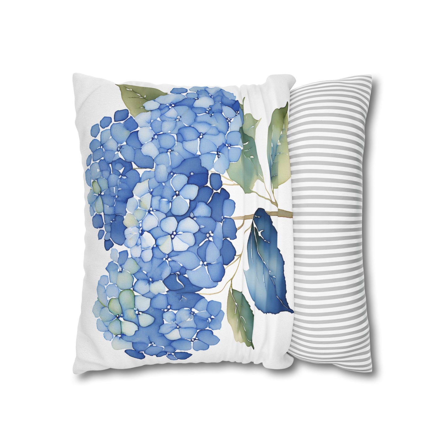 Blue Floral Hydrangea Square Pillowcase - Cozy Home Decor