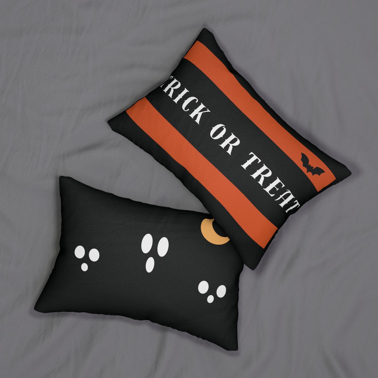 Halloween Spun Polyester Lumbar Pillow, Spooky Home Decor, Trick or Treat Cushion, Pumpkin Pillow, Fall Accent, Ghost Pillow