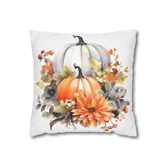 Autumn Floral Pillowcase, Cozy Fall Decor, Pumpkin Decorative Cushion, Harvest Home Accent, Thanksgiving Gift Ideas