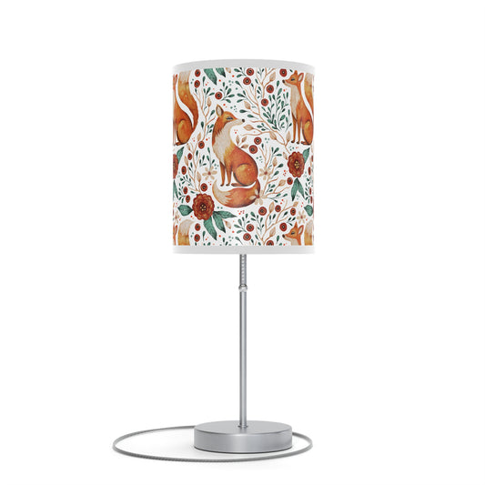 Whimsical Fox Floral Table Lamp - Stylish Decorative Lighting for Cozy Spaces - White