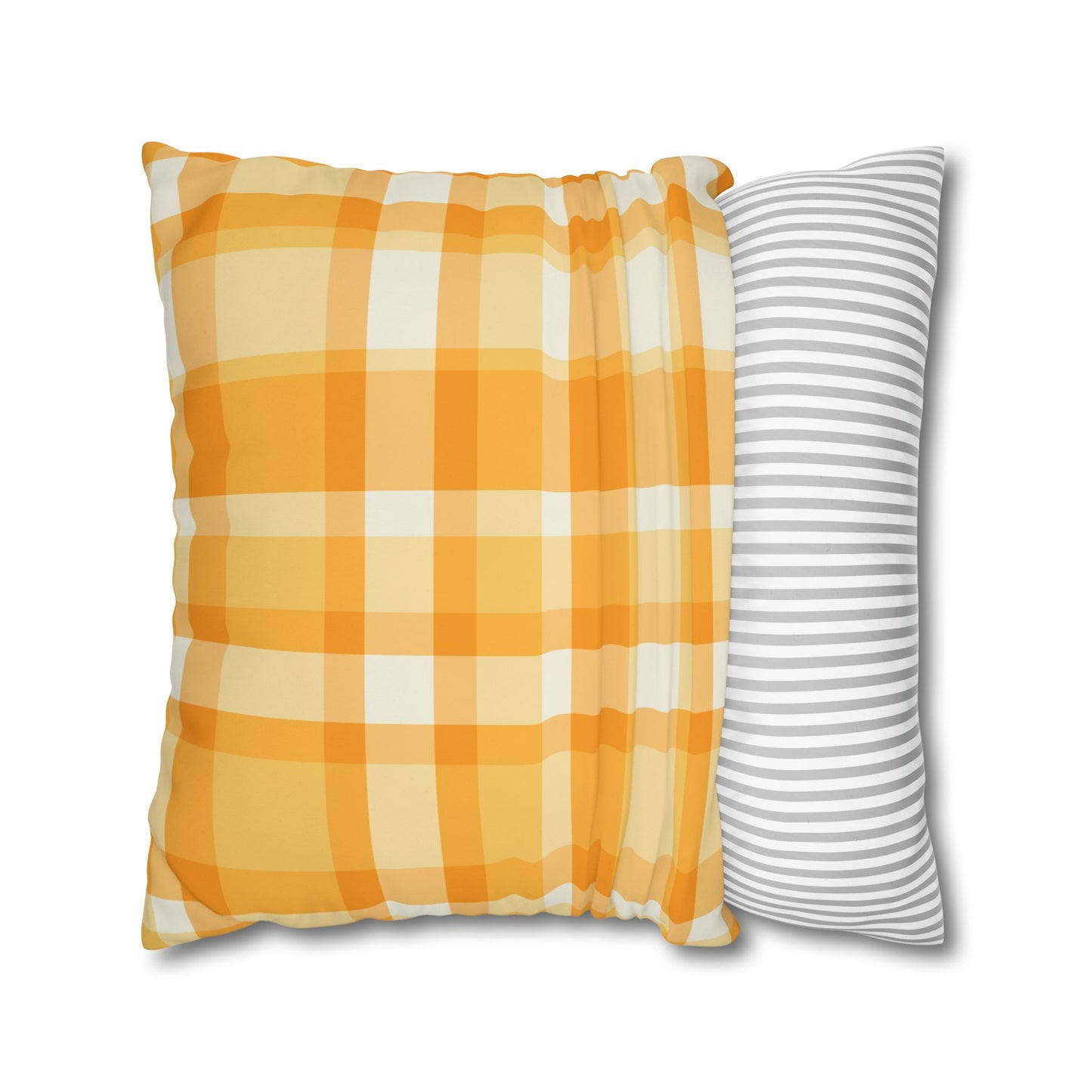 Sunshine Checkered Poly Canvas Pillowcase | Cozy Home Decor, Throw Pillow, Living Room Accent, Farmhouse Style, Seasonal Pillow