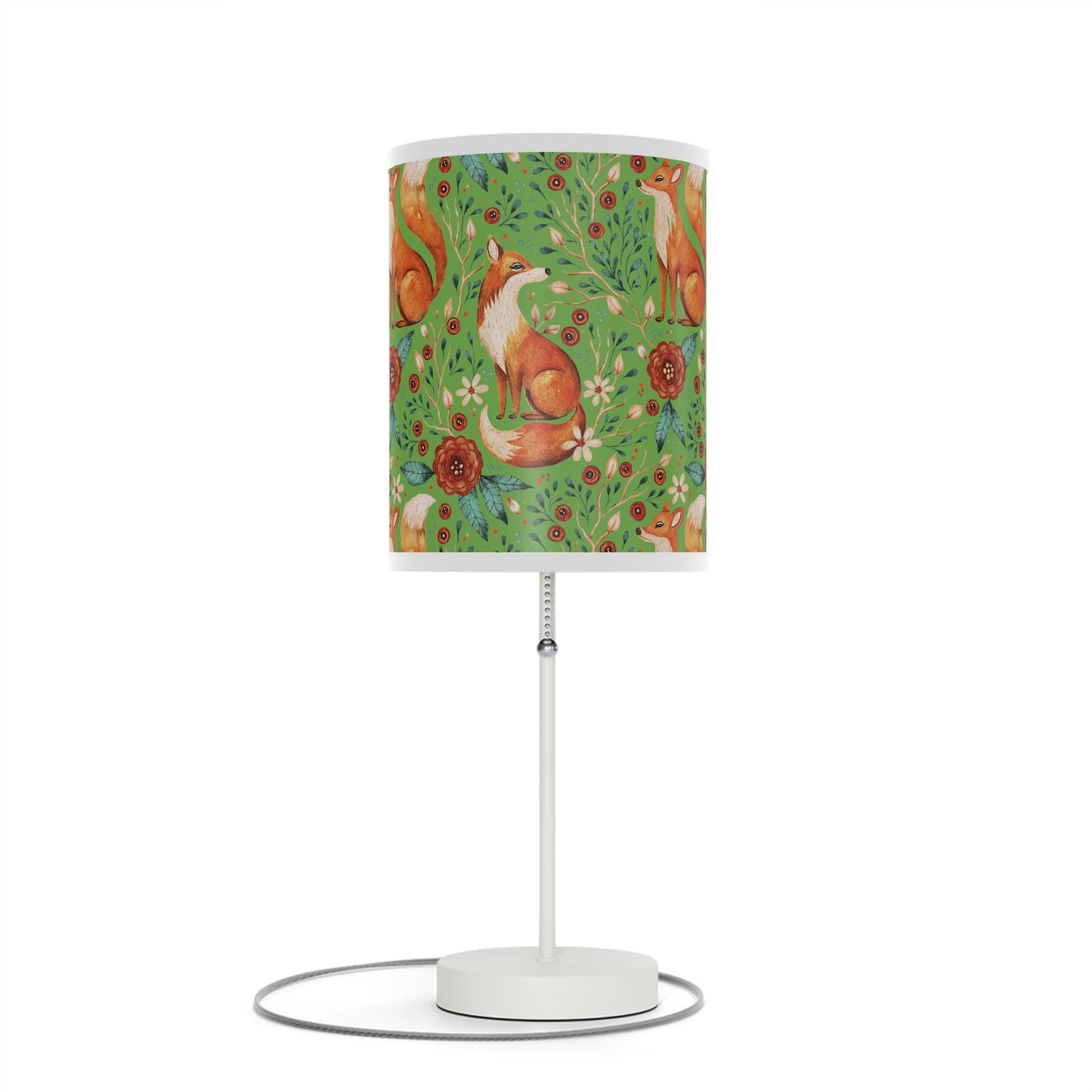 Whimsical Fox Floral Table Lamp - Stylish Decorative Lighting for Cozy Spaces  - Thyme Green