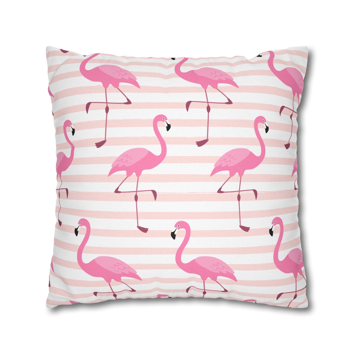 Pink Flamingo Pattern Pillowcase - Vibrant Spun Polyester Square Cushion for Summer Decor