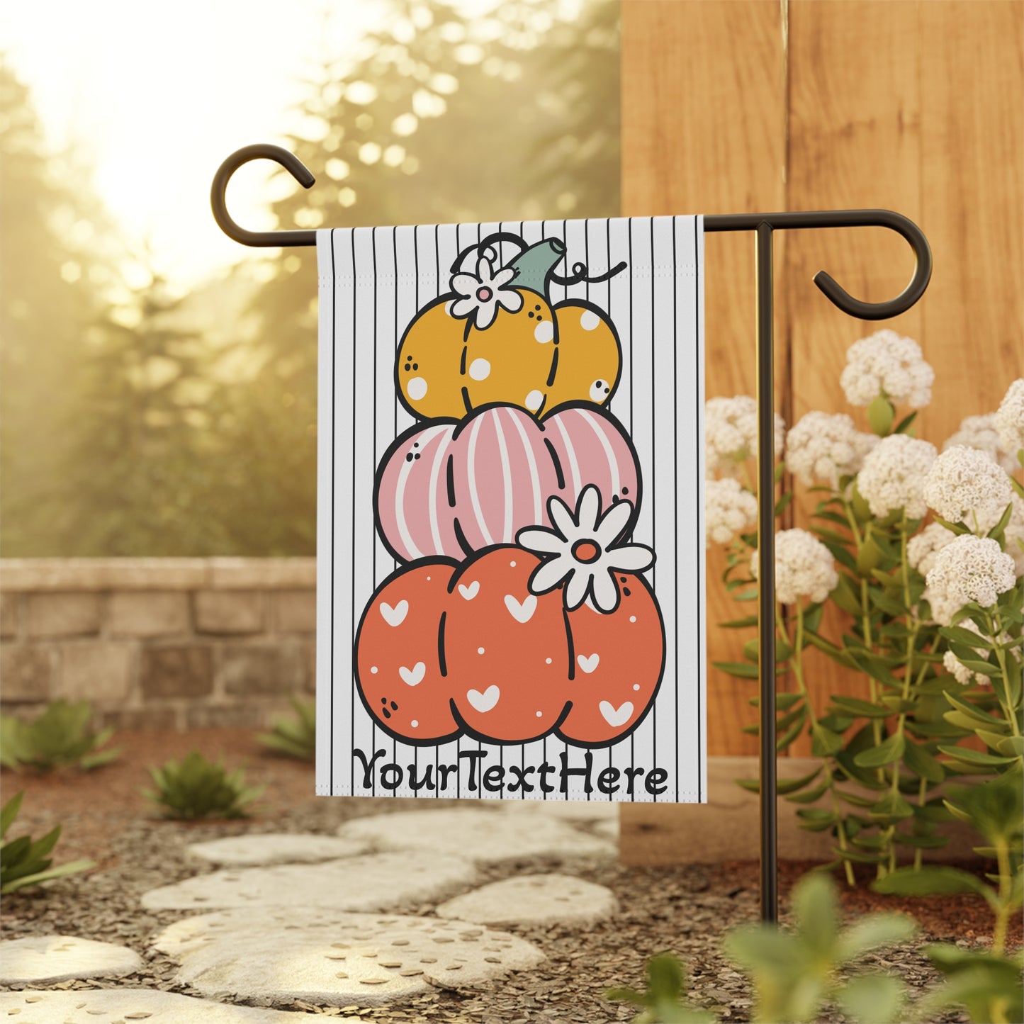 Garden Banner, Fall Pumpkin Decoration, Personalized Garden Flag, Outdoor Home Decor, Autumn Harvest Yard Sign, Custom Name Garden Sign