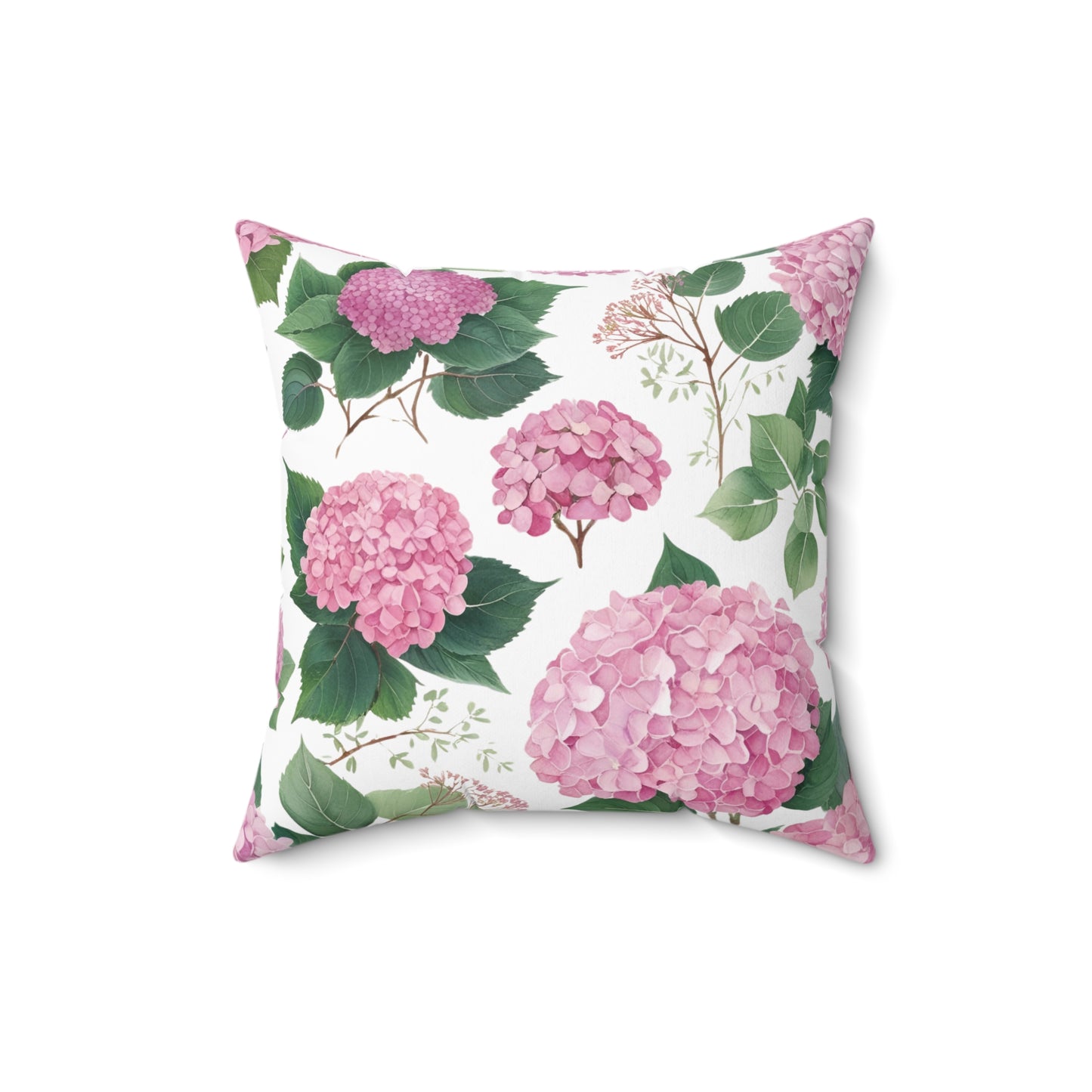 Blush Bloom – Pink Hydrangea Square Pillow